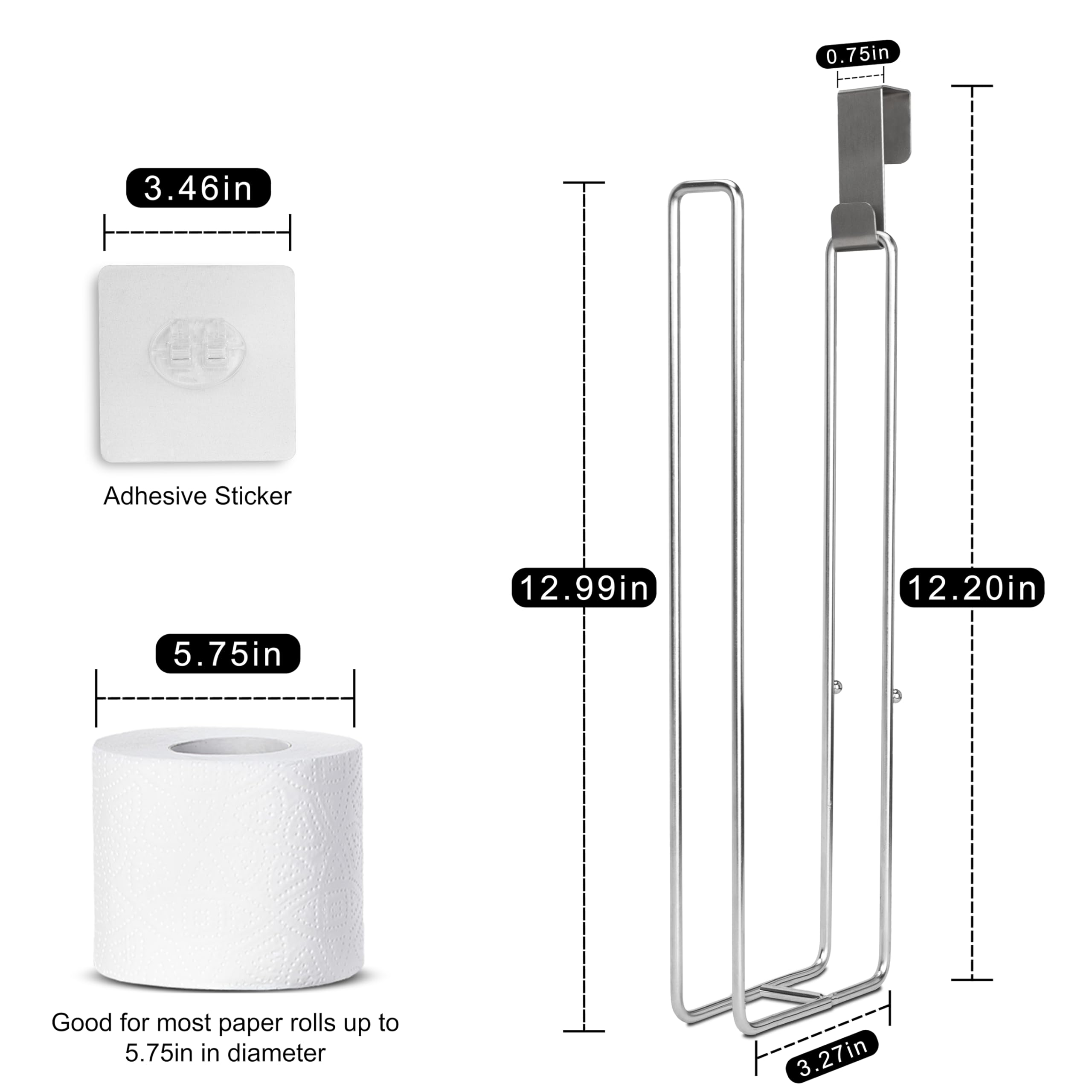 Toilet Paper Holder, Over The Tank Toilet Paper Holder, Toilet Paper Roll Holder For 3 Rolls, Bathroom Toilet Paper Holder With