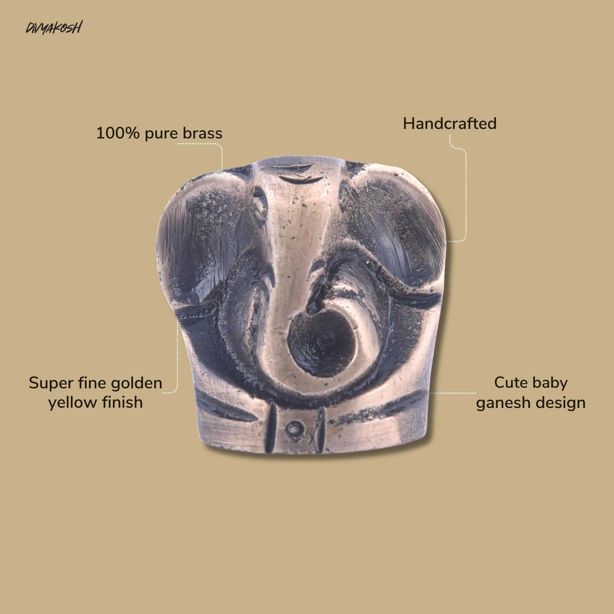 Divyakosh Lord Ganesha Idol - 1Pc - | Baby Ganesh Unique Design For Desk, Car, And Home Dcor |Black Antique Finish