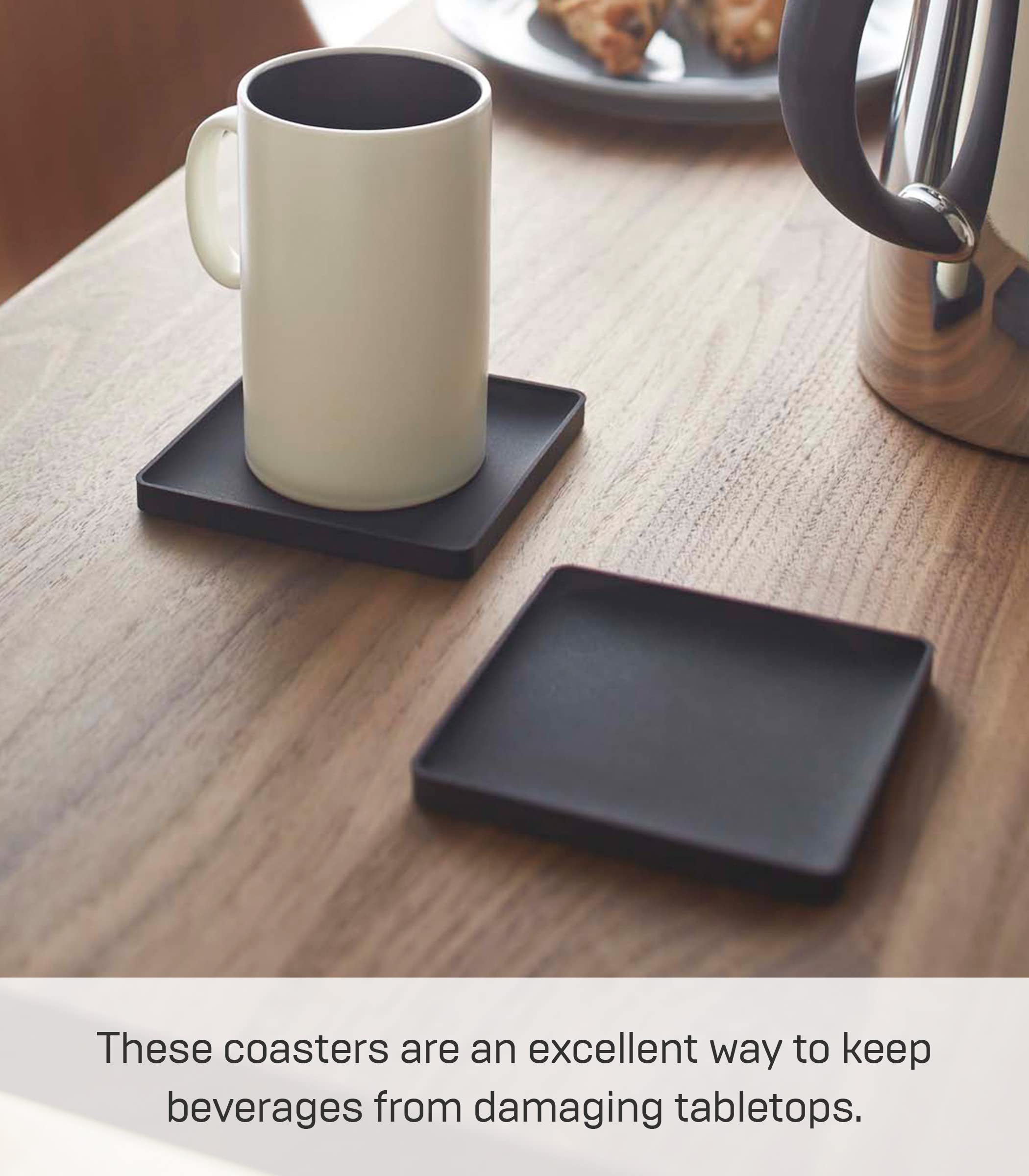 Yamazaki Home Tower Modern Table Drink Coasters (Set Of 6) - Square - Silicone