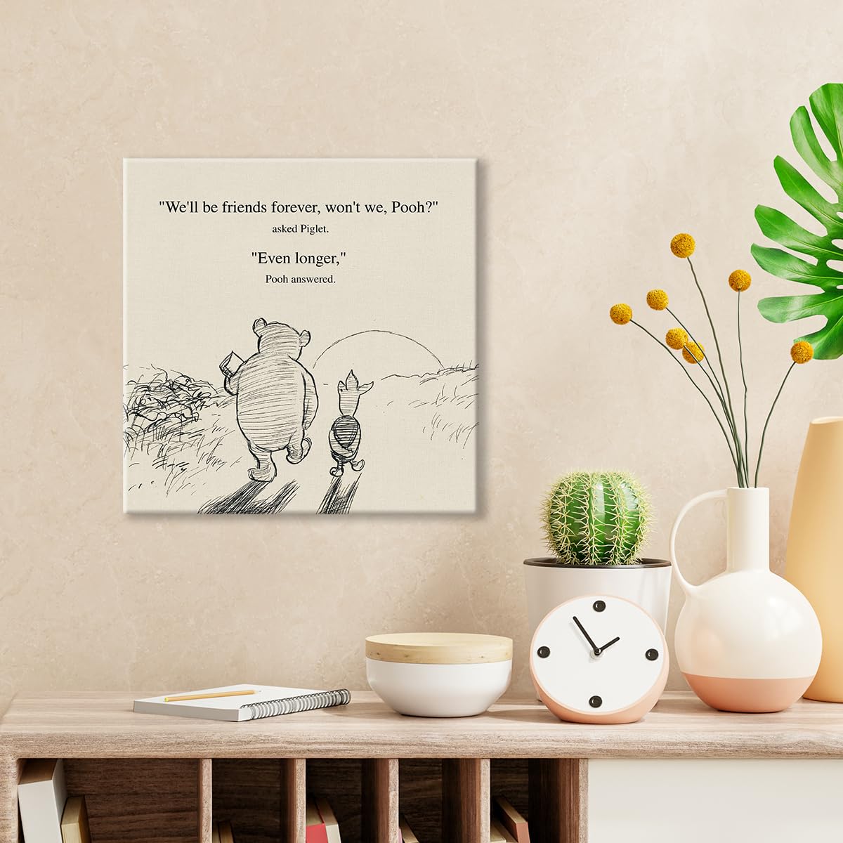 Classic Winnie The Pooh Friendship Quote Wall Art Decor Retro We'Ll Be Friends Forever Sayings Canvas Painting Pictures Framed P