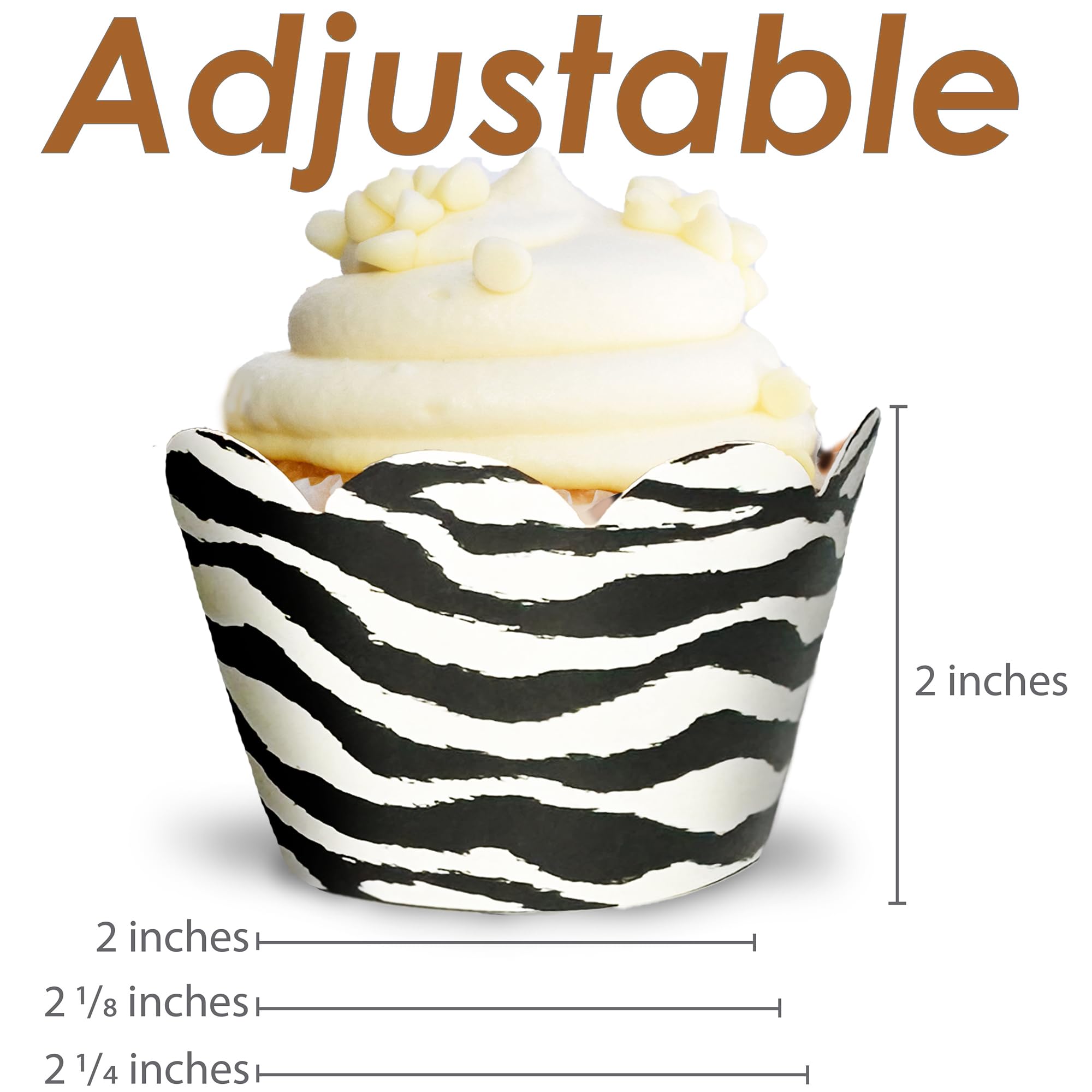 Cupcake Wrappers - Wedding, Bridal & Baby Shower, Birthday Party Supplies, Reversible Neutral Gender Dessert Wraps - Wild 1, Jun