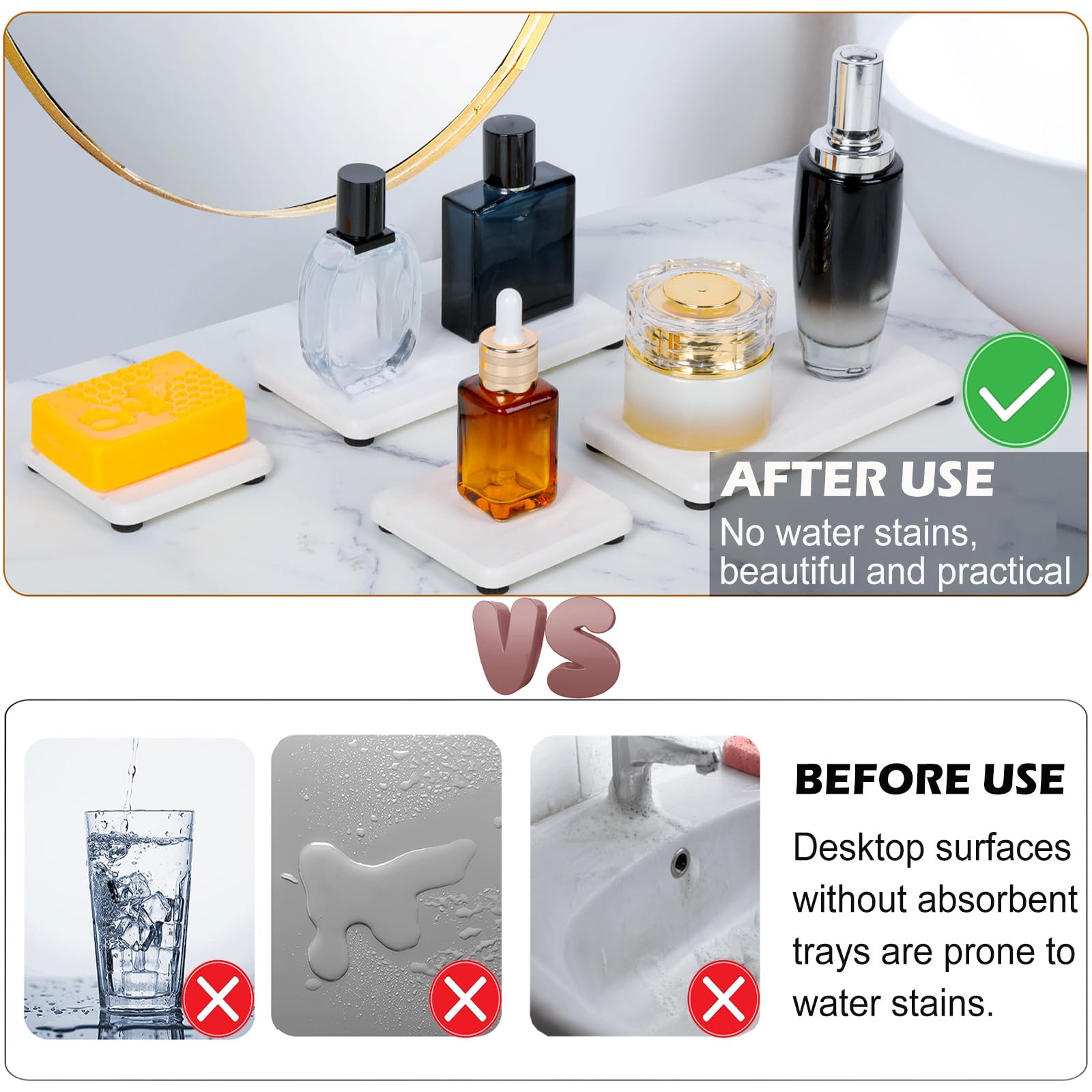 4Pcs Water Absorbing Stone Tray For Sink, Fast Drying Stone Sink Tray, Water Absorbent Diatomite Tray, Stone Soap Tray, Diatomac