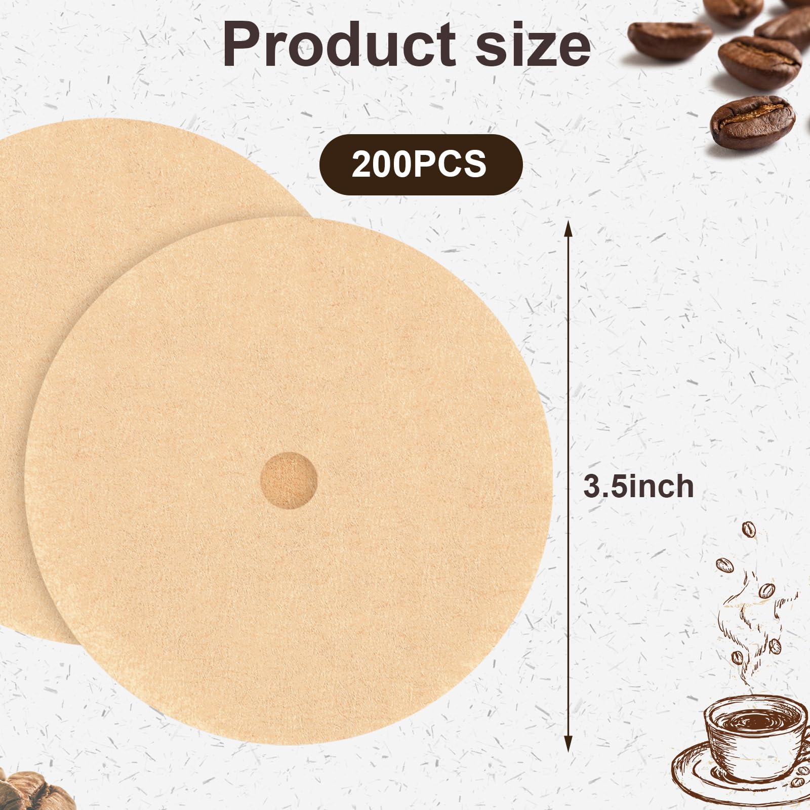200Pcs Disc Coffee Filters, 3.5In Natural Percolator Coffee Filters For Percolator Coffee Pot And Flat Bottom Basket