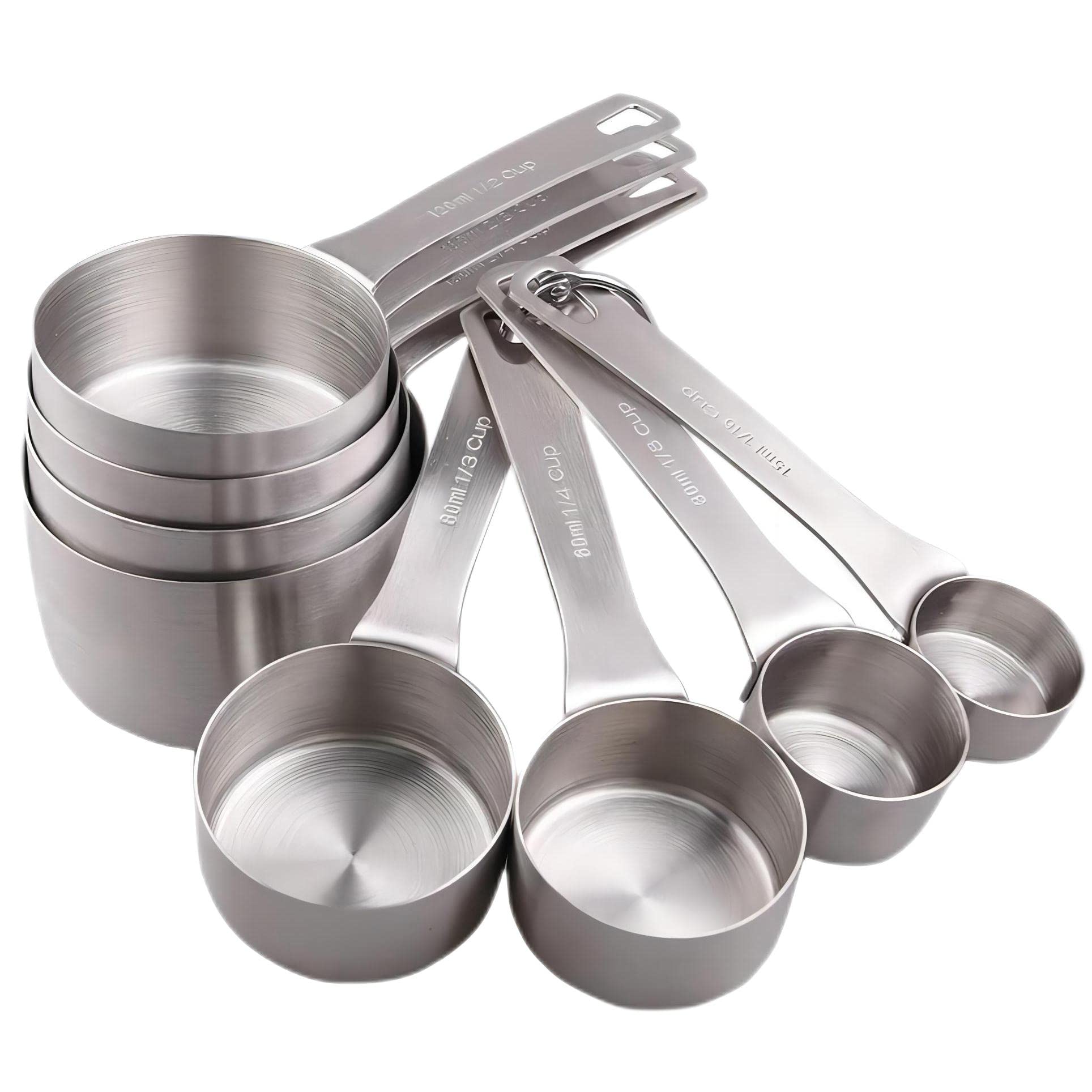 Viwehots Measuring Cups Set, 18/8 (304) Stainless Steel Measuring Cups, 8 Dry & Liquid Metric Measurement Cups, Heavy Duty Metal