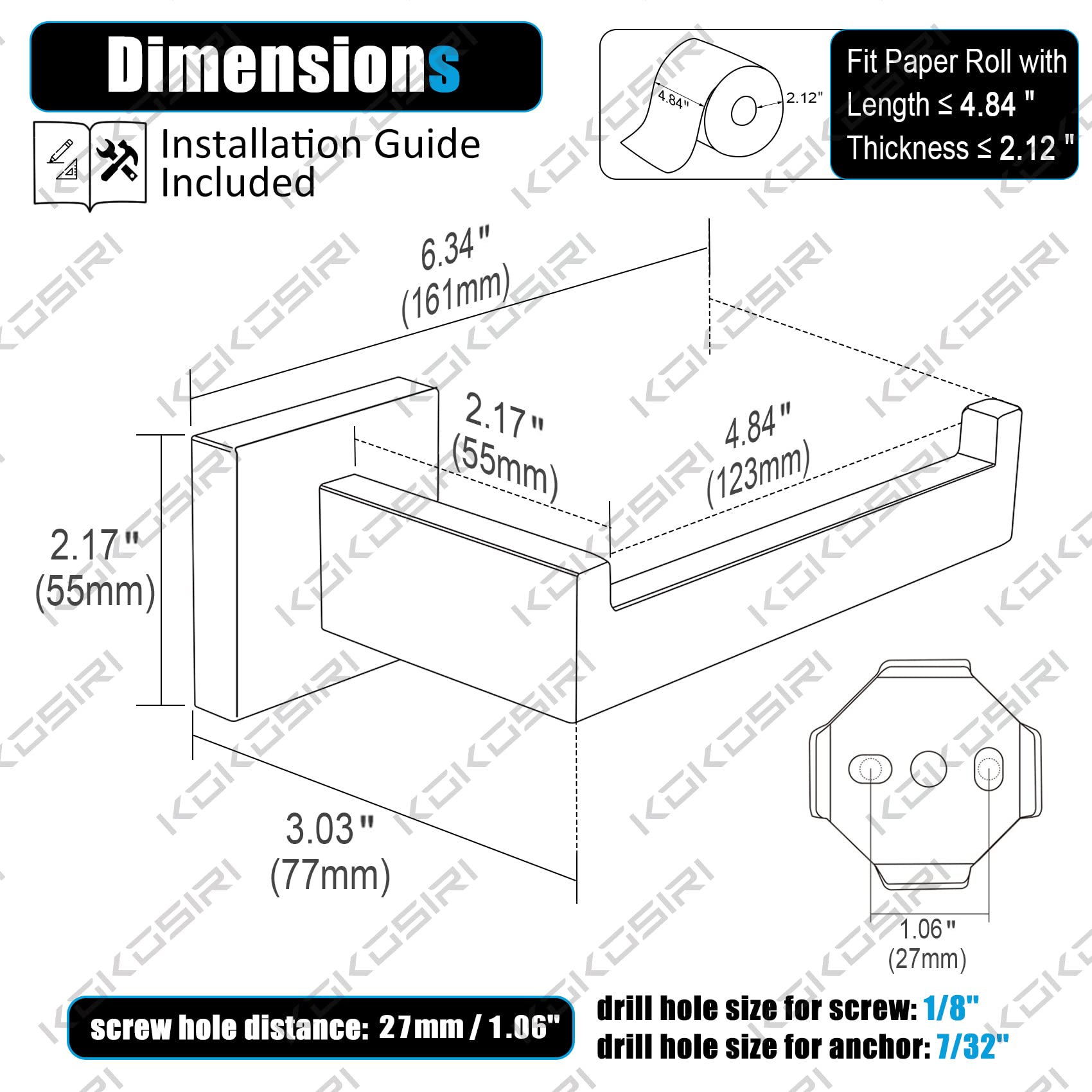 Kokosiri Toilet Paper Roll Holder Brushed Nickel Toilet Paper Holder Stainless Steel For Kitchen Bathroom Dispenser Wall Mounted