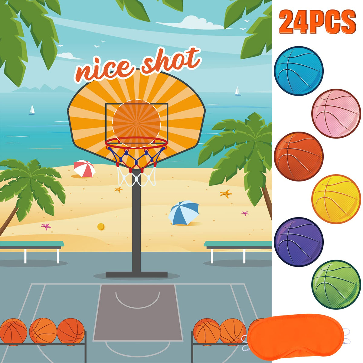 Wernnsai Basketball Party Games - Pin The Basketball On The Hoop Birthday Games For Kids Basketball Themed Party Decorations Sup