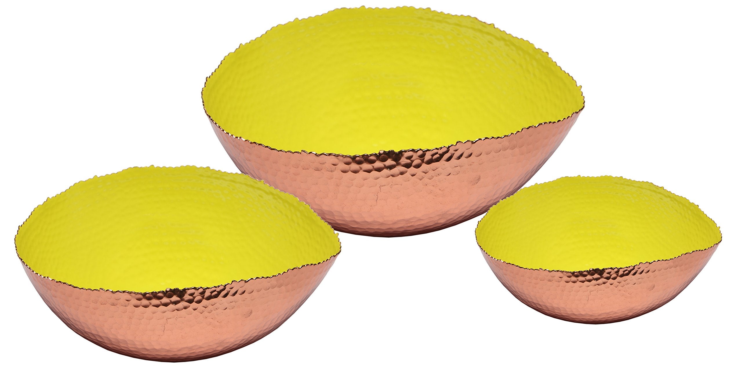 Melange Home Decor Copper Collection, Set of 3 Oval Bowls - 6, 9 and 12, Color - Lime Green