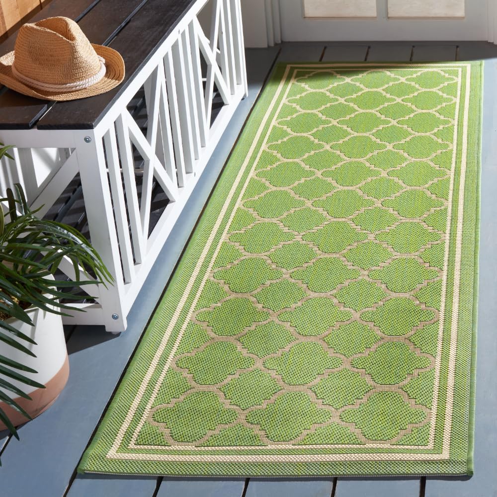 SAFAVIEH Courtyard Collection 23 x 12 Green/Beige CY6918 Trellis Indoor/ Outdoor-Waterproof Easy-Cleaning Patio Backyard Mudro