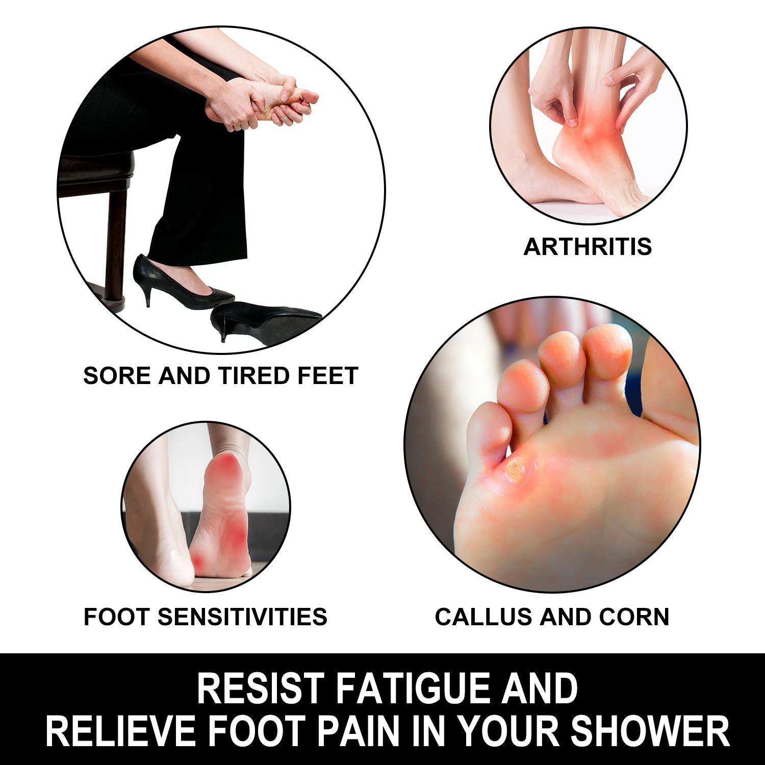 BOWERBIRD Original Anti-Fatigue Shower Stall Mat - Extra Thick and Soft Foam Material Comfortably Cushions Your Feet - Square - 4 Interlocking Tiles