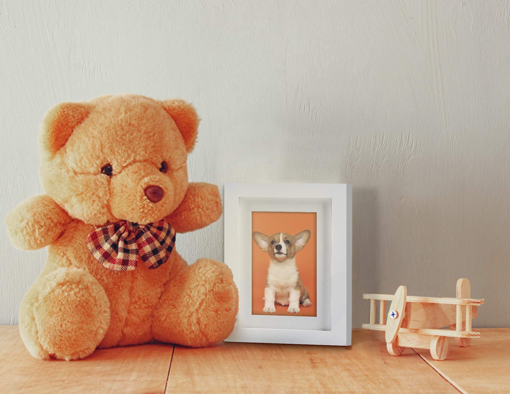 5x7 White Picture Frames Natural Solid Wood 4 Pack for Wall Mounting and Tabletop Display