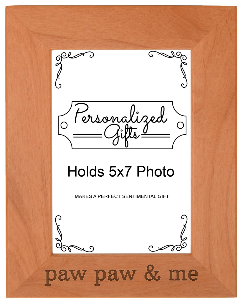 Personalized Gifts Grandpa Gift Paw Paw and Me Grandchild Natural Wood Engraved 5x7 Portrait Picture Frame Wood