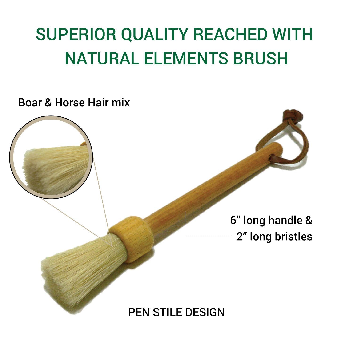 VALENTINO GAREMI Coffee Machine Brush – Espresso & Cappuccino Tool – Wood & Boar Bristles – 7.5 Inches – Beige