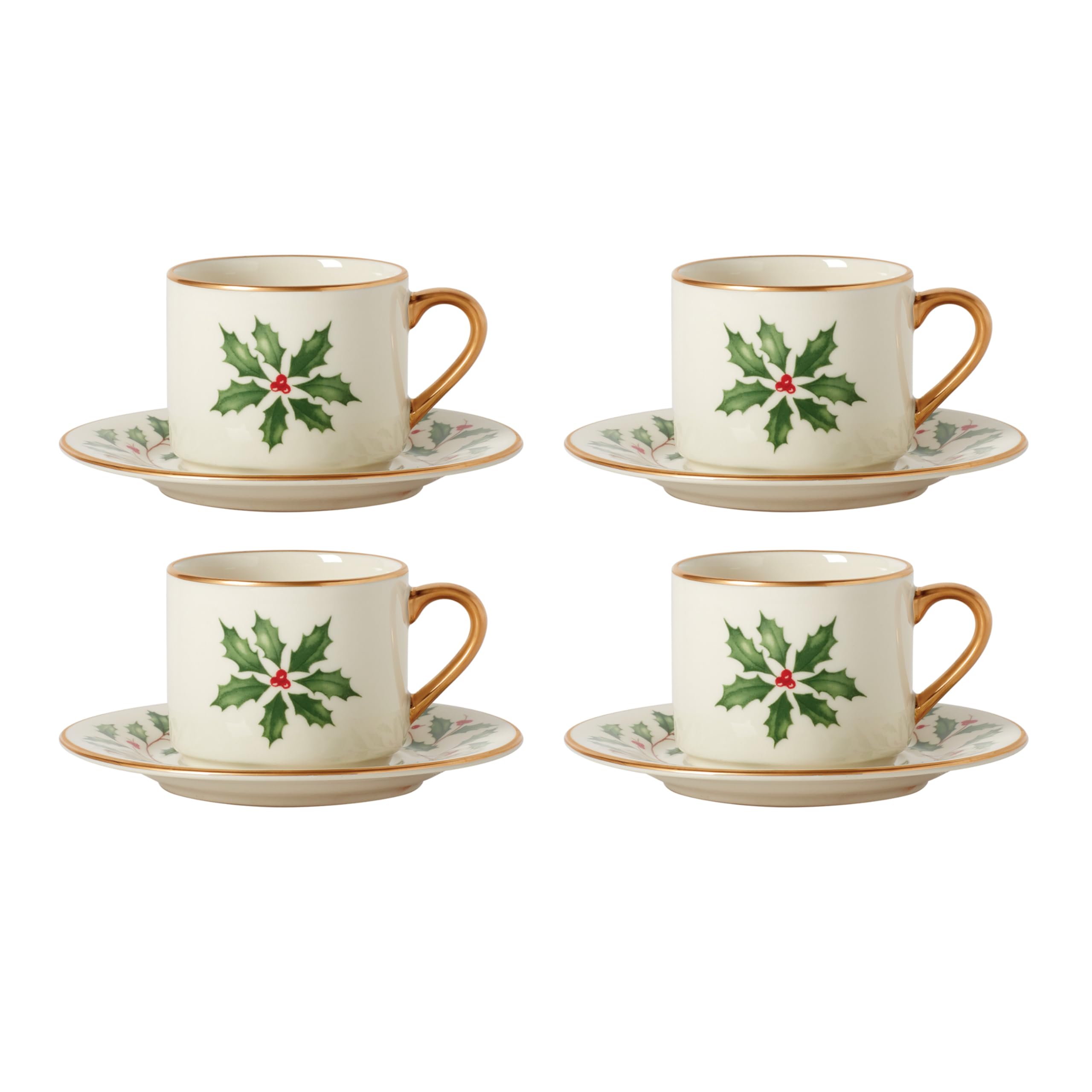 Lenox 894178 Holiday 4-Piece Espresso Cup & Saucer Set, Christmas Dinnerware, Hosting