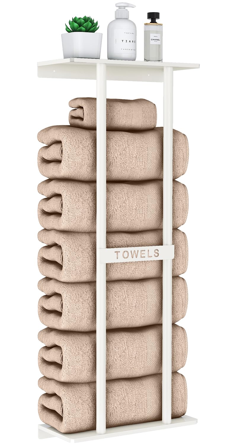 STWWO Wall Towel Rack for Rolled Towels, Towel Storage for Small Bathroom Can Holds 6 Large Towels, 30 inch Towel Racks with She