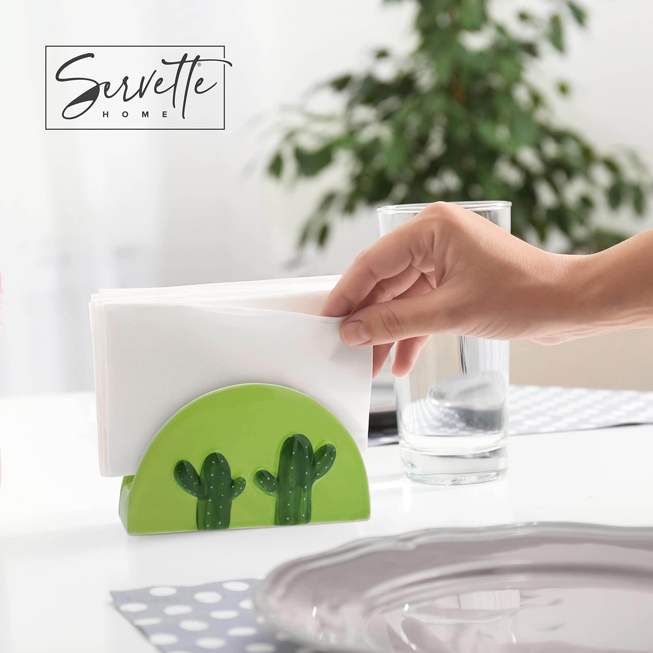 Cactus Standing Napkin Holder & Cactus Salt & Pepper Shakers With Tray