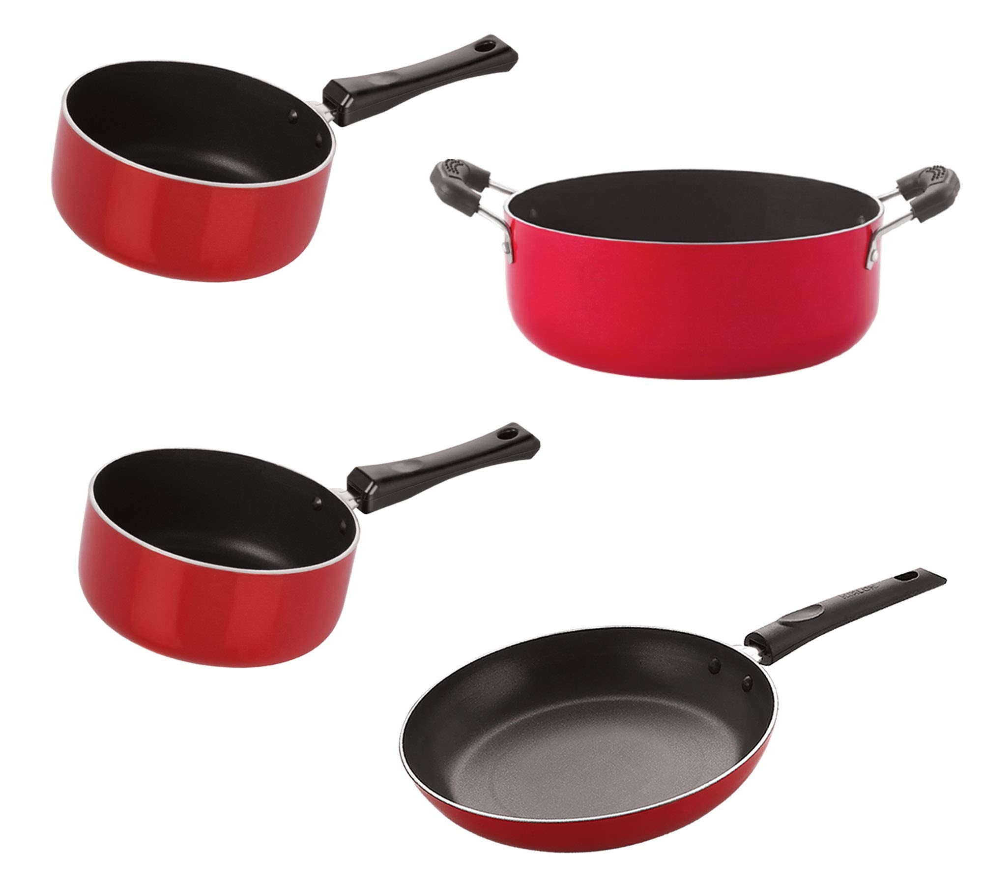 Nirlon Non Stick Coated Heat Resistance Pfoa Free Aluminium Cookware Utencil Gift Set Of 4 Pieces (2.6Mm_Sp(M)_Sp(B)_Cass22_Tp24