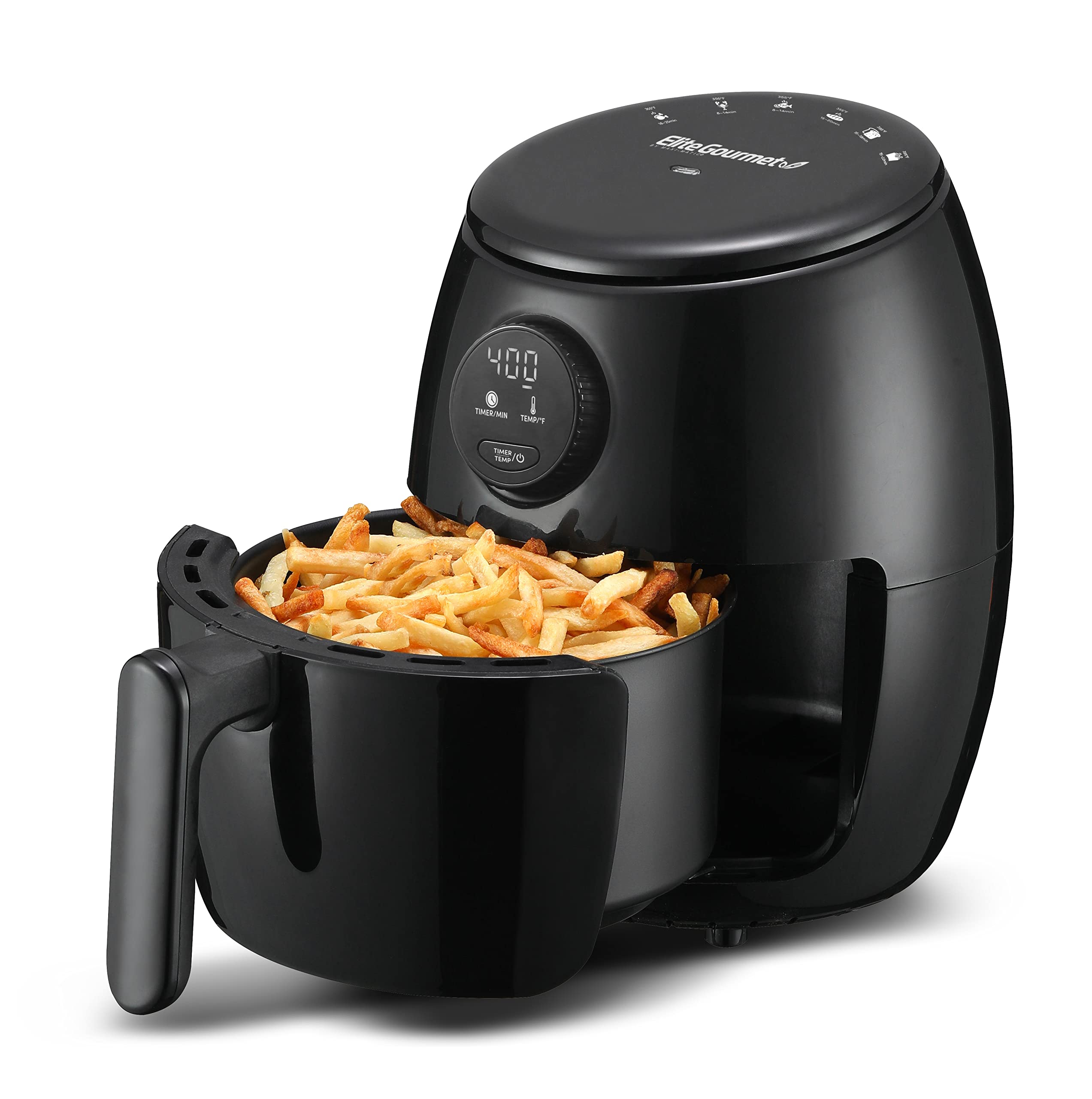 Elite Gourmet Eaf2612D Personal 2.1Qt Compact Space Saving Programmable Hot Air Fryer, Oil-Less Healthy Cooker, Timer & Temperat