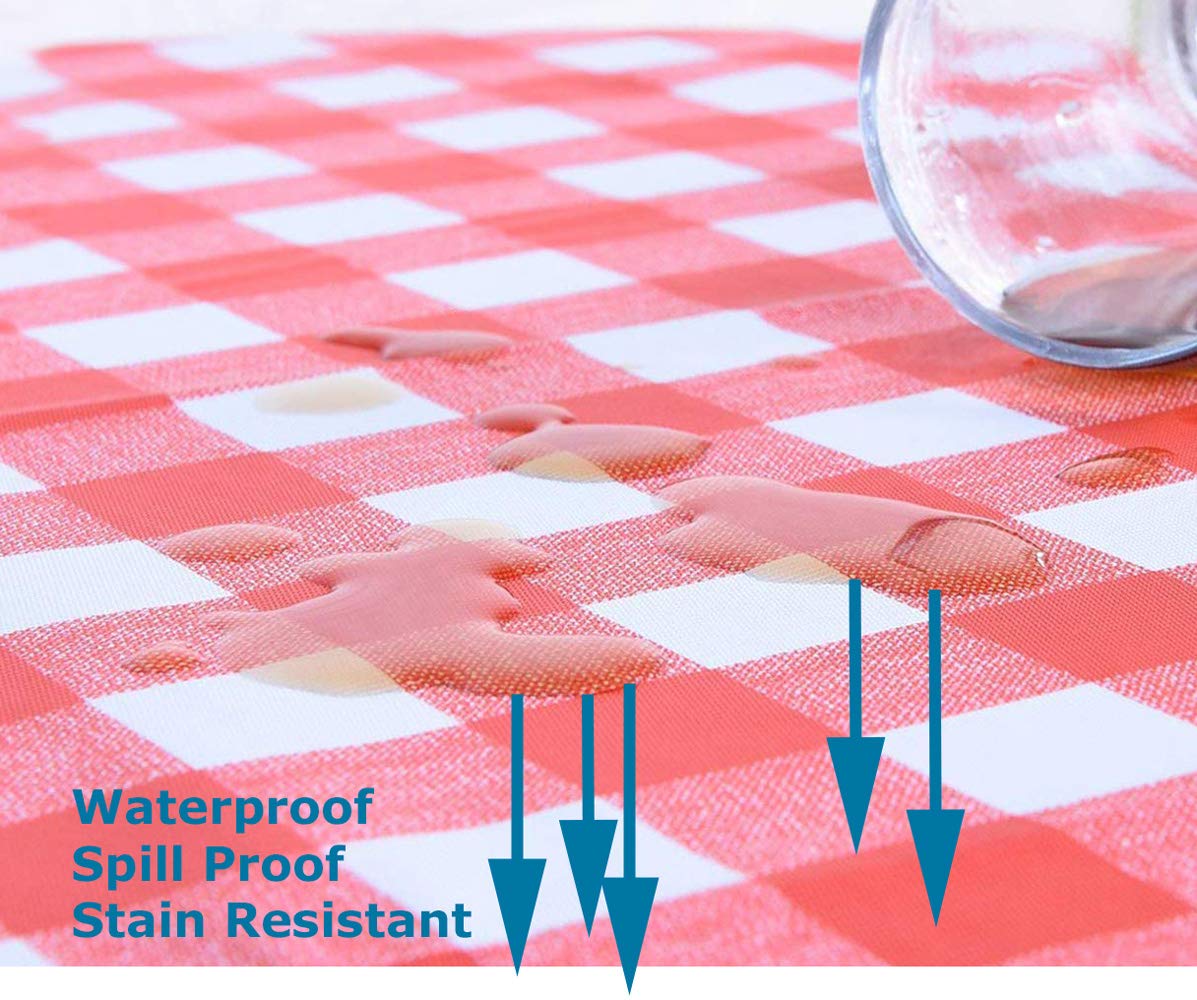 Tektrum 100% Polyester Waterproof 60 X 84 Inch 60''X84'' Rectangular Checker Checkered Tablecloth Table Cover -Spill Proof/Stain