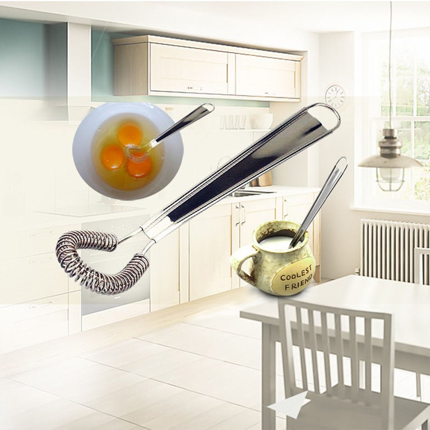 Best Utensils Stainless Steel Mini Egg Whisk Beater Handheld Milk Frother Foamer Foaming Creamy Coffee Mixer Spring Sauce Blende
