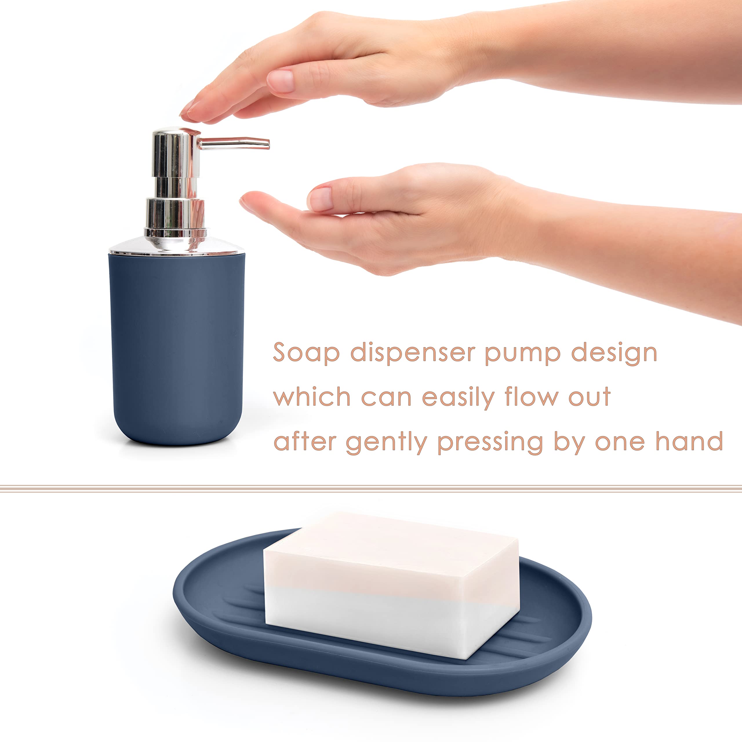 Moss & Stone 6 Pcs Bathroom Accessories Set, Bathroom Decor Sets Includes Soap Dispenser, Toothbrush Holder, Toothbrush Cup, Soa