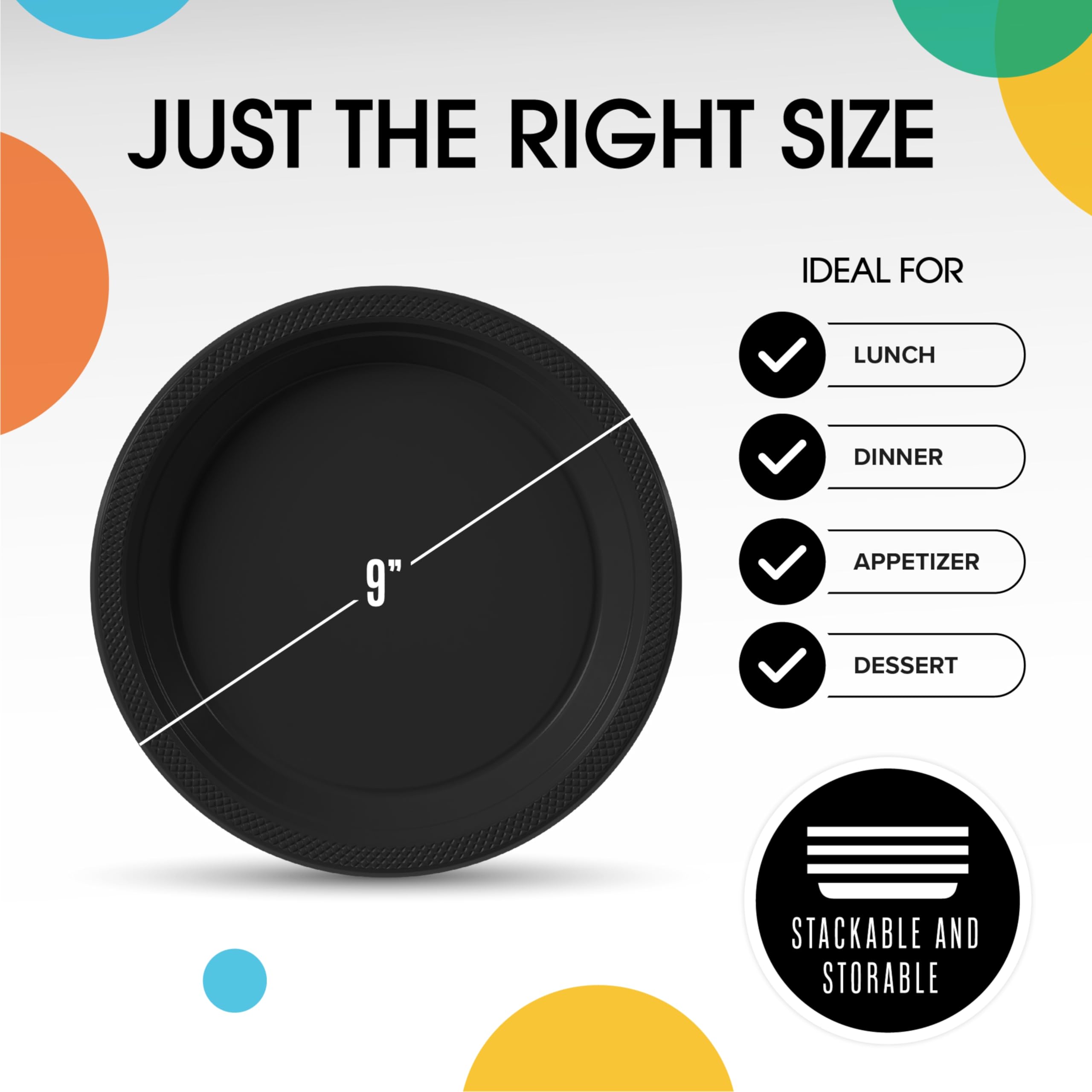 Exquisite Black Plastic Plates For Party 9 Black Disposable Plates For Party Supplies 100 Pcs Disposable Dinner Plate Heavy Du