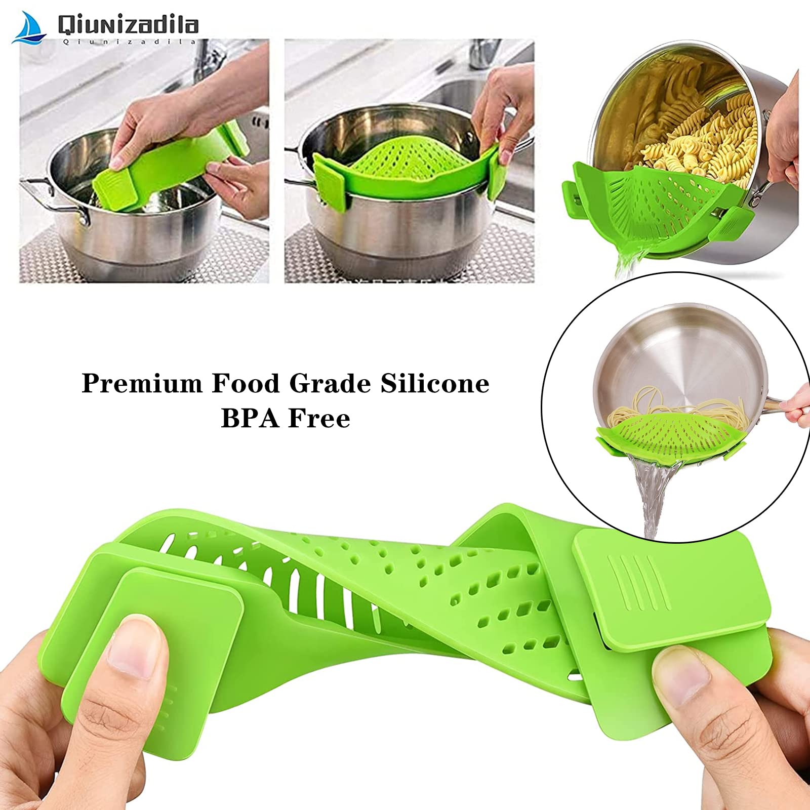 2 Pcs Clip On Strainer, Pot Strainer For Pasta Meat Vegetables Fruit, Silicone Strainer - Fit All Pots Bowls.