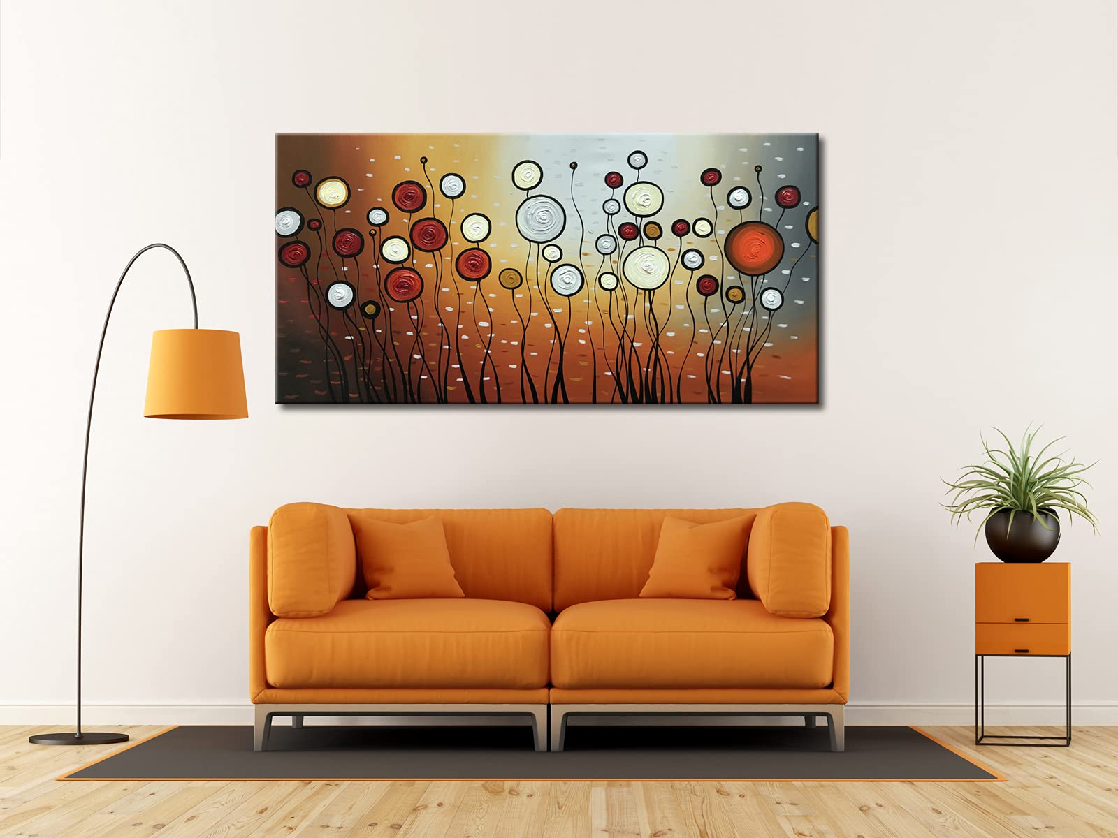 Wieco Art Extra Large Modern 100% Hand Painted Stretched And Framed Abstract Flowers Artwork Floral Oil Paintings On Canvas Wall