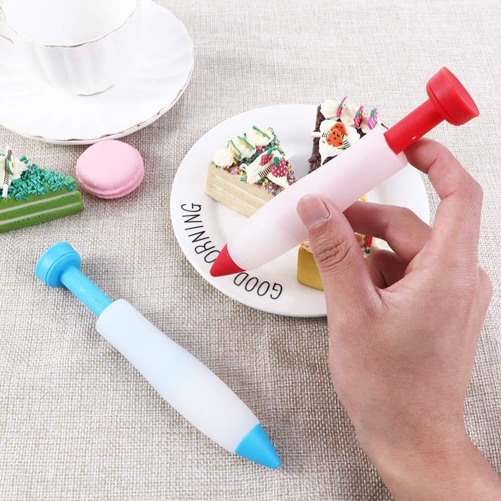 Cake Icing Pen 4Pcs Reusable Silicone Food Writing Pen Cookie Piping Nozzles Milking Grease Pen Cake Chocolate Decor Tools Diy K