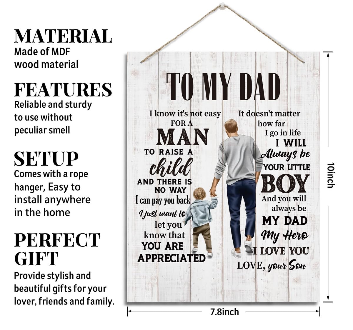 Son Gift, Inspirational Wall Decor, Decorative Hanging Wood Signs, Kids Room Decor for Boy, Thanksgiving, Christmas, Birthday Gi