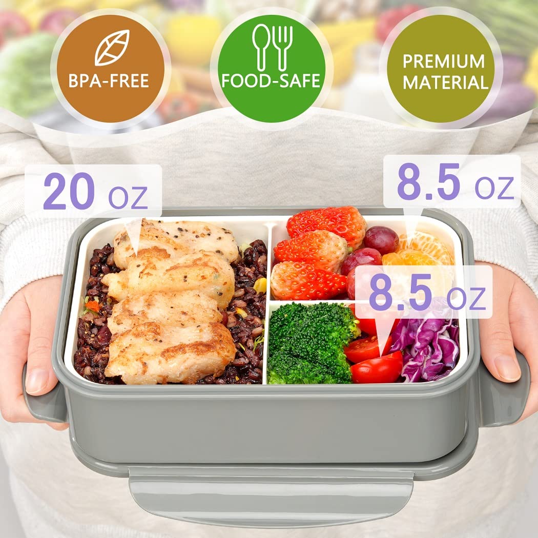 Lovina Bento Boxes For Adults - 1100 Ml Bento Lunch Box Container For Kids With Spoon & Fork - Durable Perfect Size For On-The-G