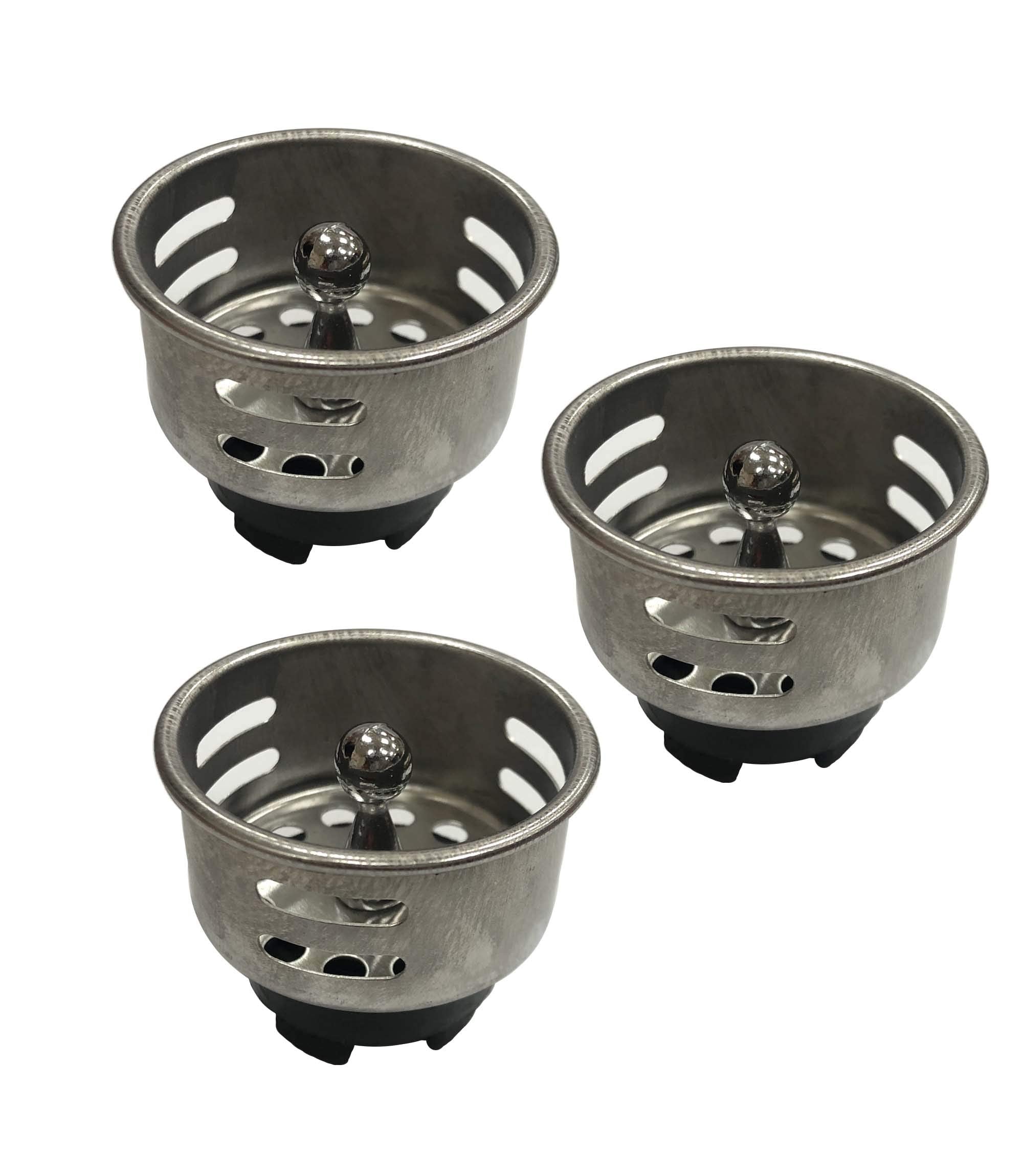 Varnahome Stainless Steel Junior Duo Strainer Replacement Basket/Stopper For Bar And Prep Sinks Drains 3 Pack