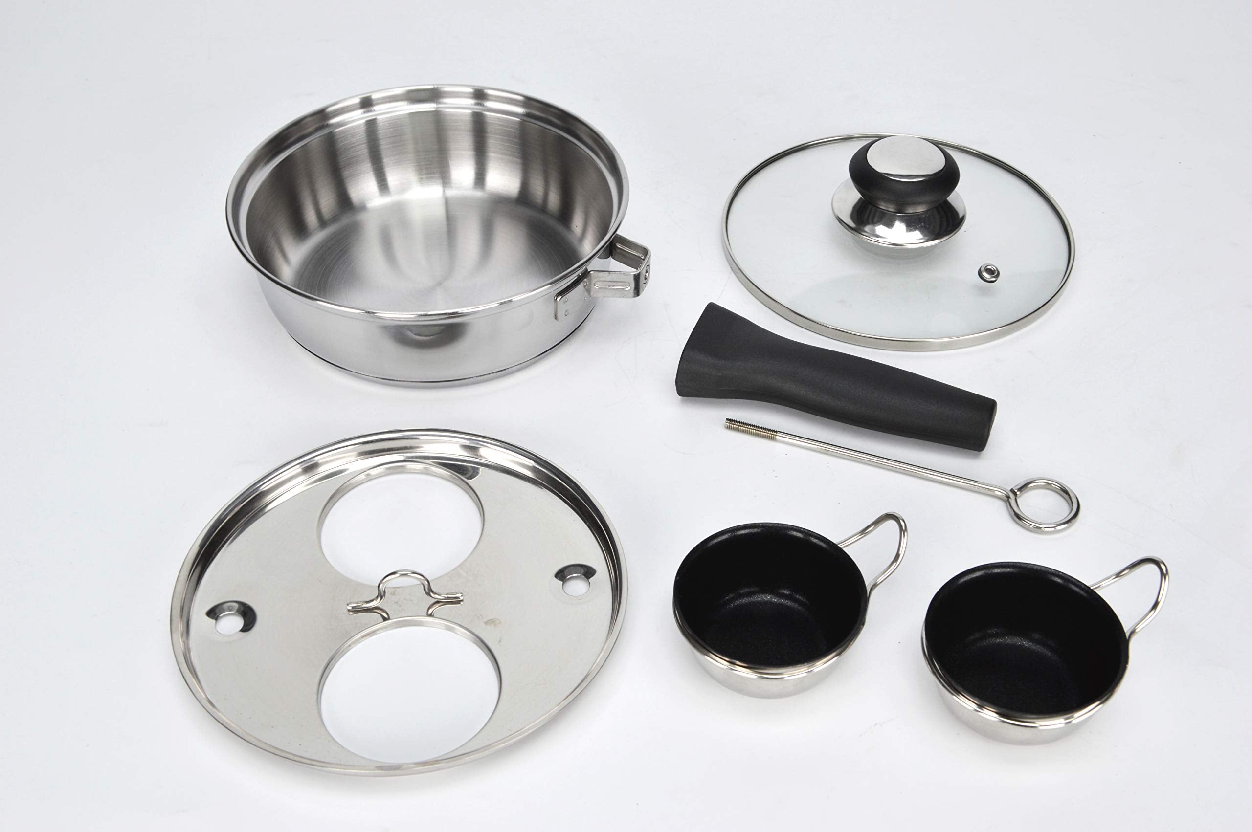 2 Cups Egg Poacher Pan - Stainless Steel Poached Egg Cooker - Perfect Poached Egg Maker - Induction Cooktop Egg Poachers Cookwar