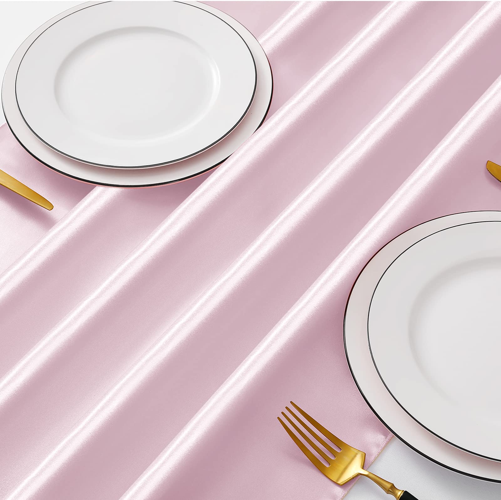 Manyshofu 12Pcs Satin Blush Pink Table Runner - 12 x 72 Inch Long Size  Party Table Runner Decor Bright & Smooth Wedding Decorations Table Runner for Banquet Chef Birthday Buffet Dinner Graduations