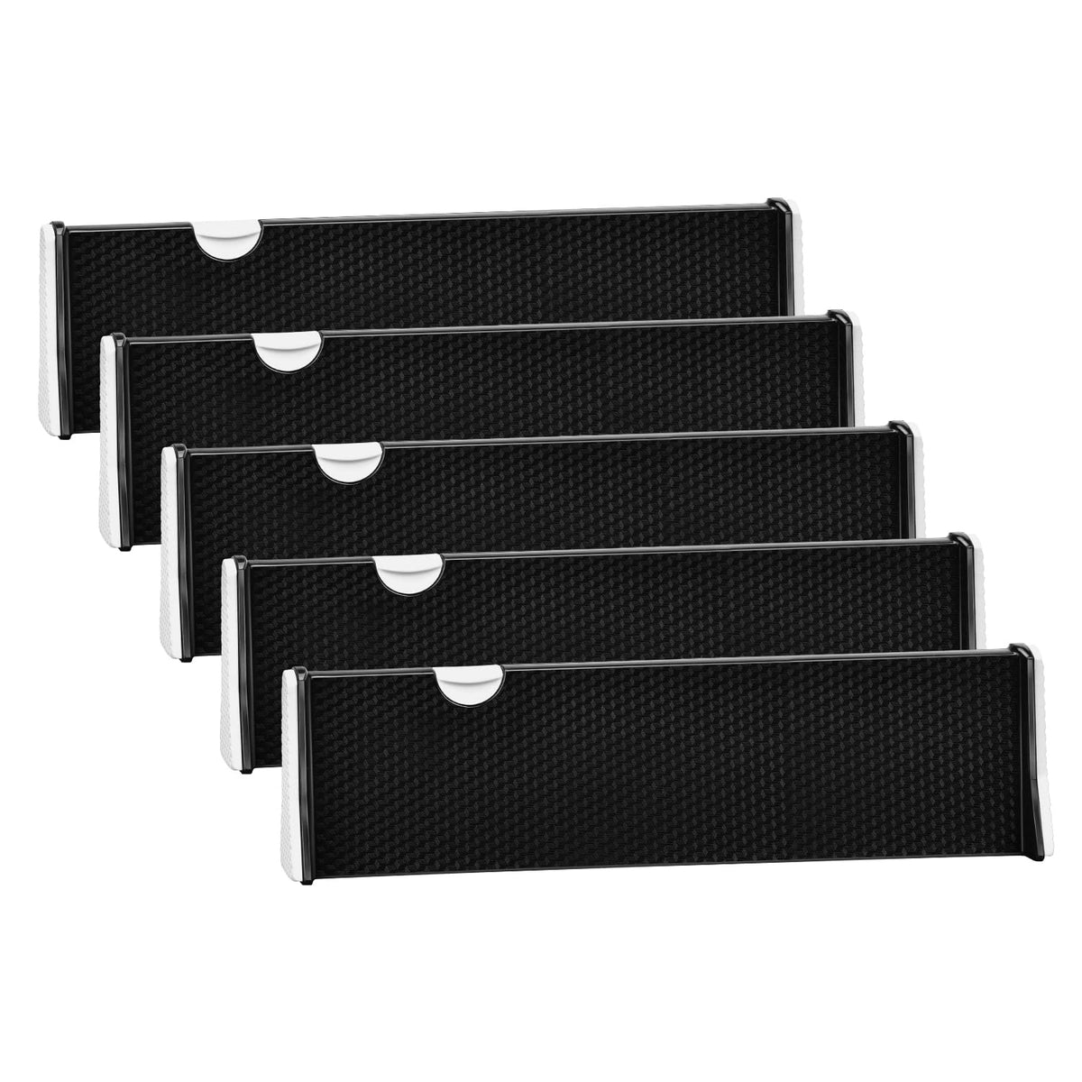 JONYJ Drawer Dividers Organizer 5 Pack, Adjustable Separators 4'' High Expandable from 14.9-21'' for Bedroom, Bathroom, Closet,C