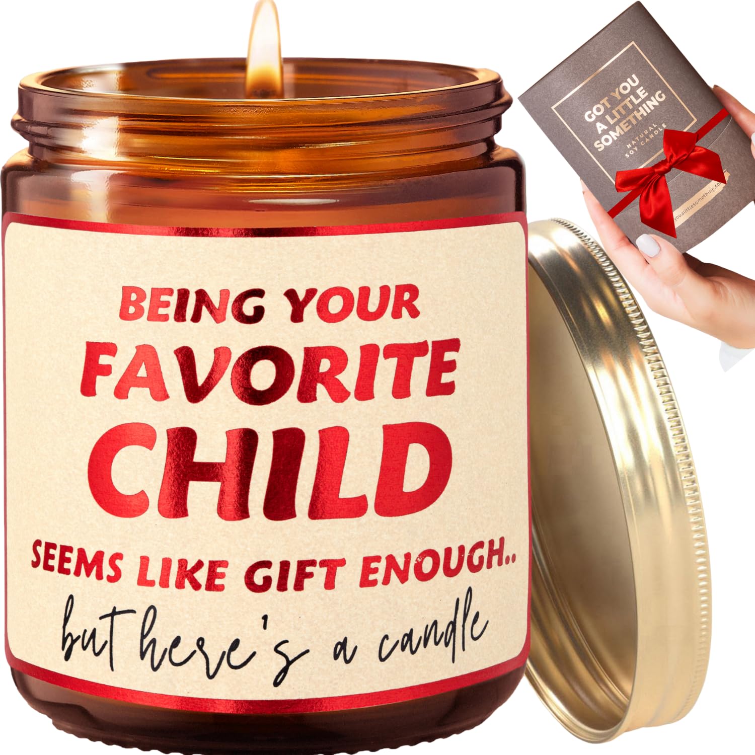 Birthday Gifts for Mom & Dad - Favorite Child Lavender Vanilla Candle - Funny Gift for Parent from Kids, Daughter, Son - Cute Pr