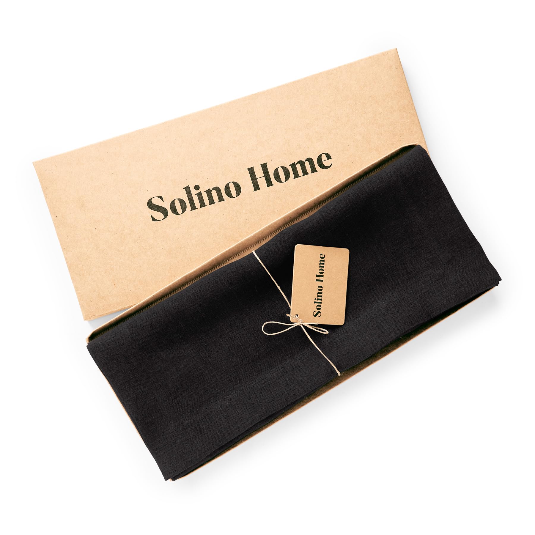 Solino Home Linen Black Table Runner 48 Inch - 100% Pure Linen Prewashed Short Table Runner 14 X 48 Inch Ideal For Dresser And C
