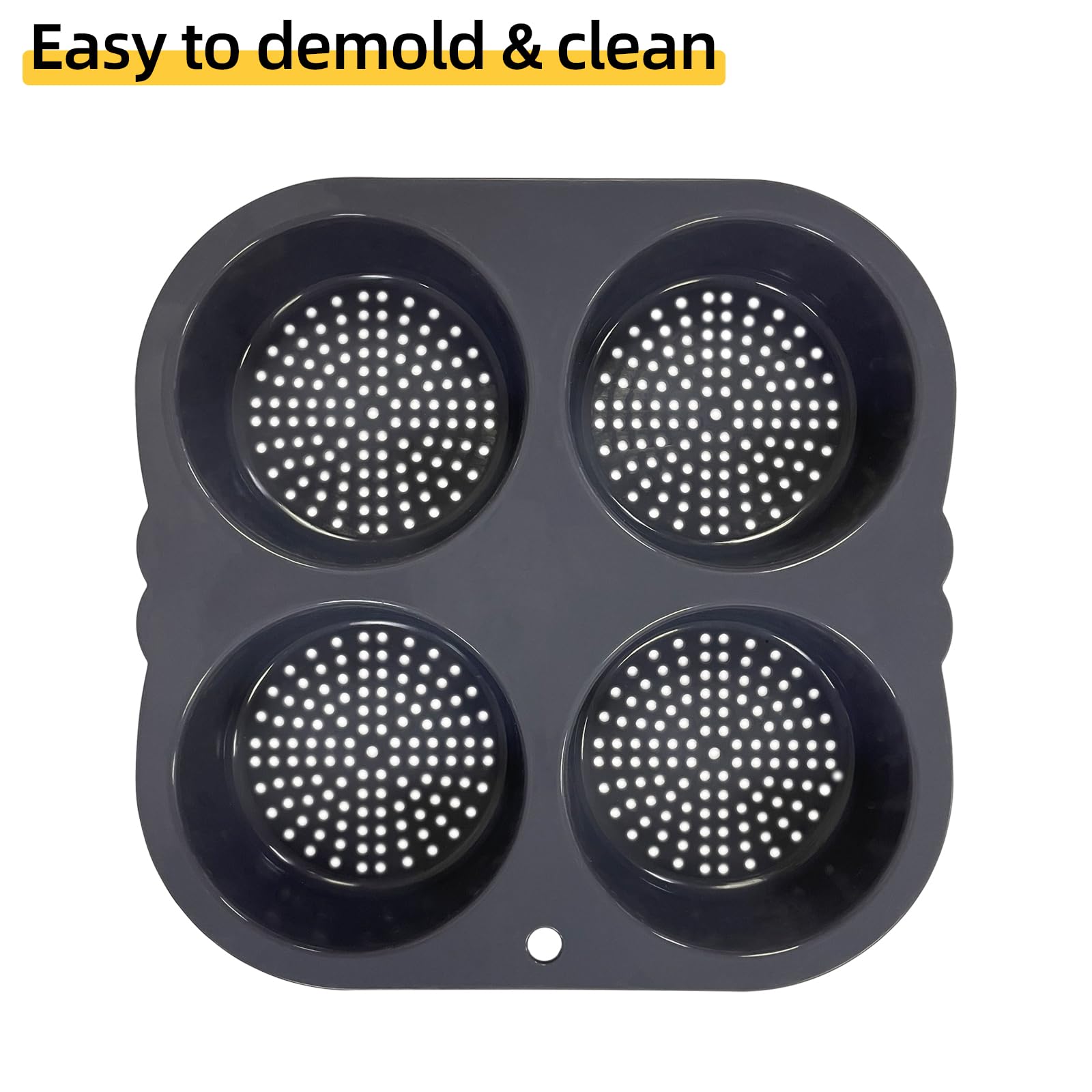 Atrccs Silicone Hamburger Bun Mold 4 Cavity Loaf Pan Non Stick Baking Pannon-Stick Pan Easy To Release Household Silicone Food B