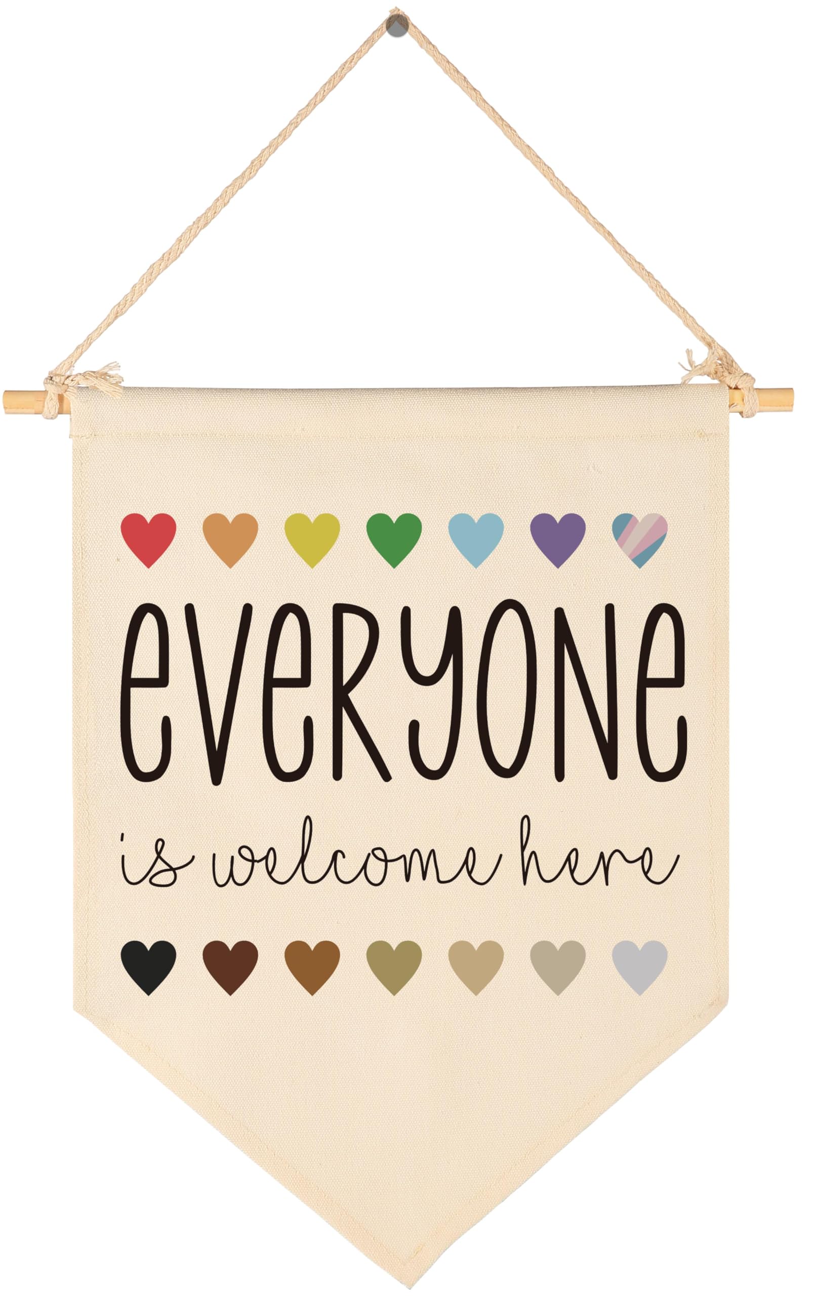 Everyone is Welcome Here,Diversity,Equality Educational,Gifts for Boys Girls Kids-Hanging Flag Pennant Banner Wall Decor Gifts f