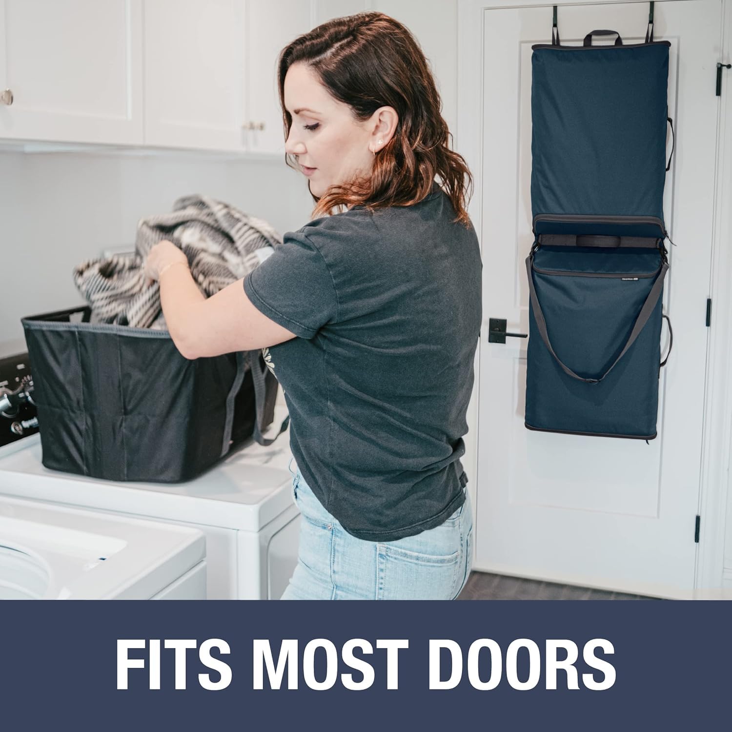 Clevermade Hanging Laundry Hamper Bag With Over The Door Hooks; Space Saving Organization, Great For A Dorm Room, Closet, Bathro