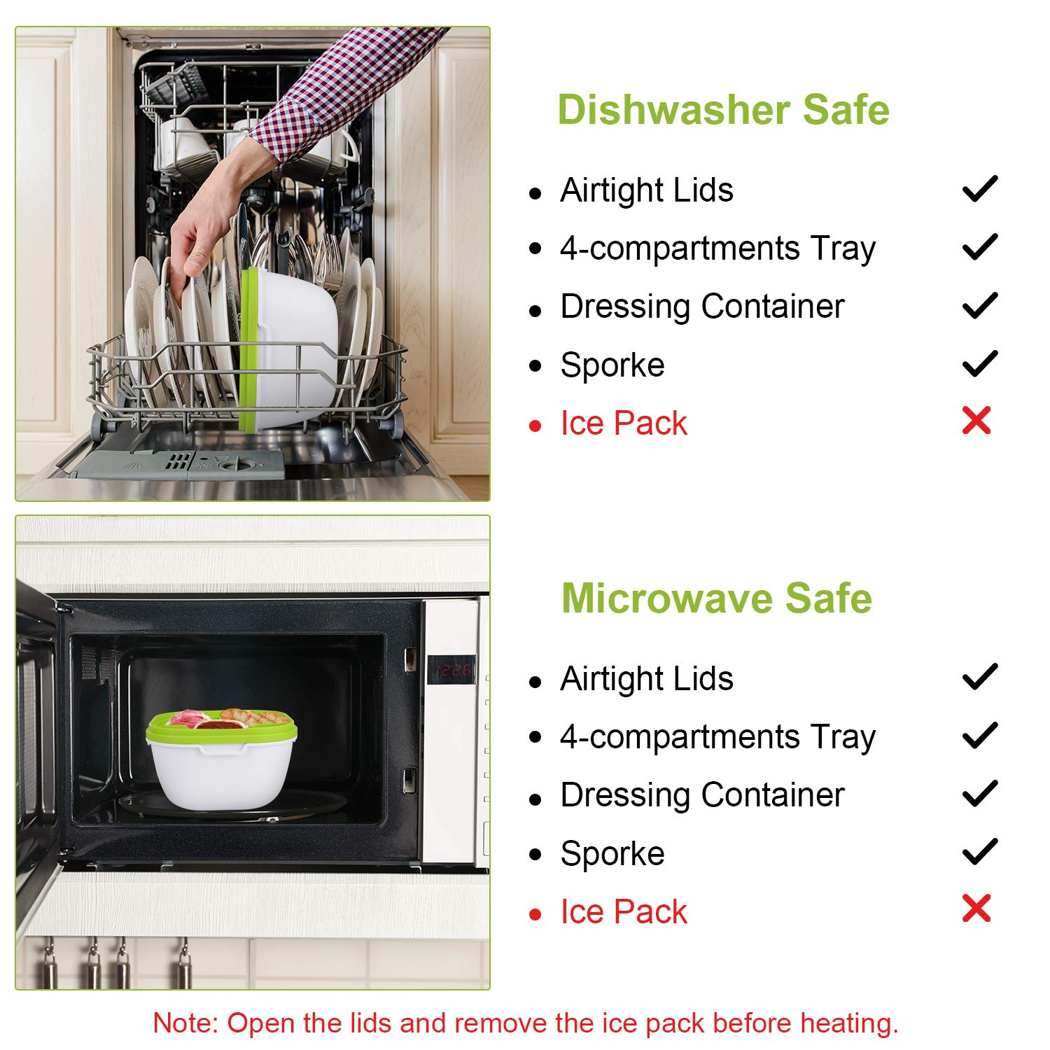 Upgraded Large Salad Bowl With Lid Leak-Proof 57.5Oz Stackable Salad Lunch Box With Larger Capacity Container And 3-Compartment