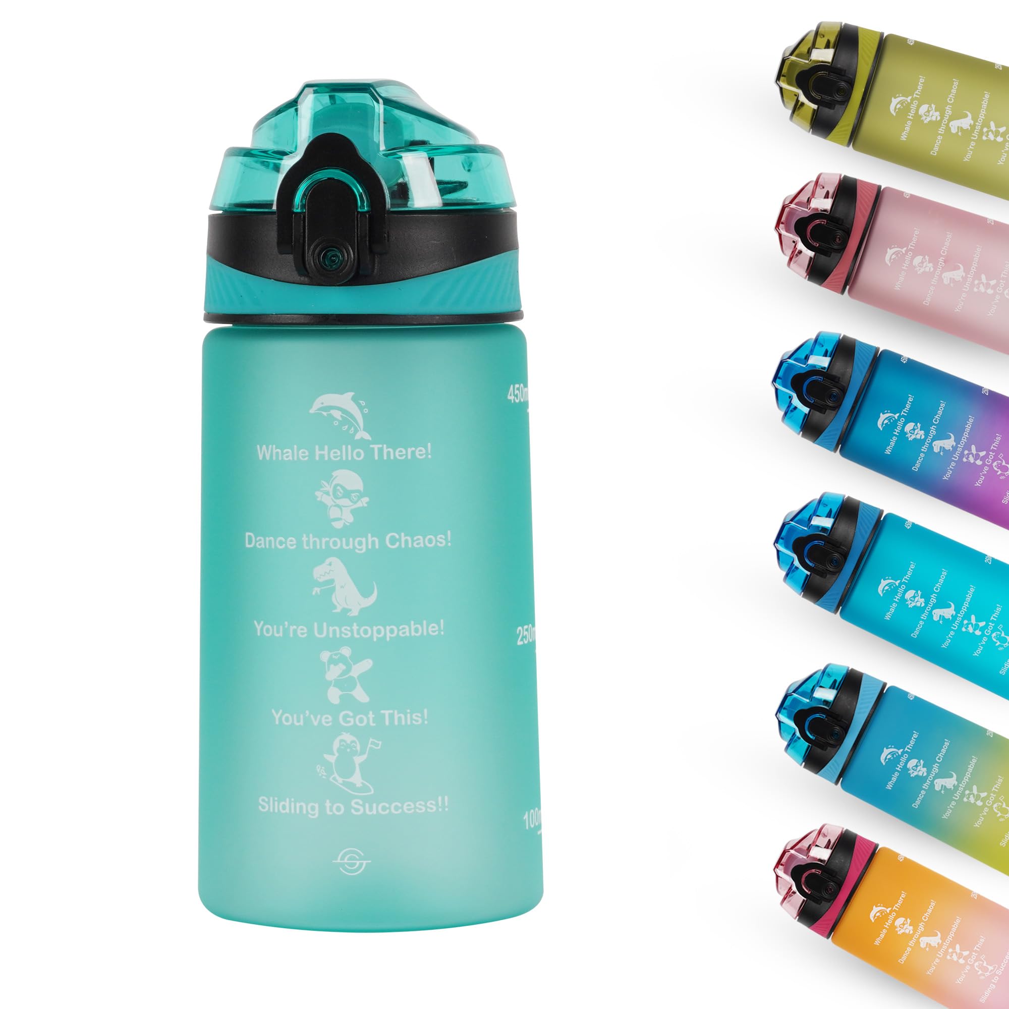 SOLARA 500ML Sipper Water Bottle with Motivational Time Marker, Sipper Bottle for Kids, Water bottle for Home, School | Cool Aqu