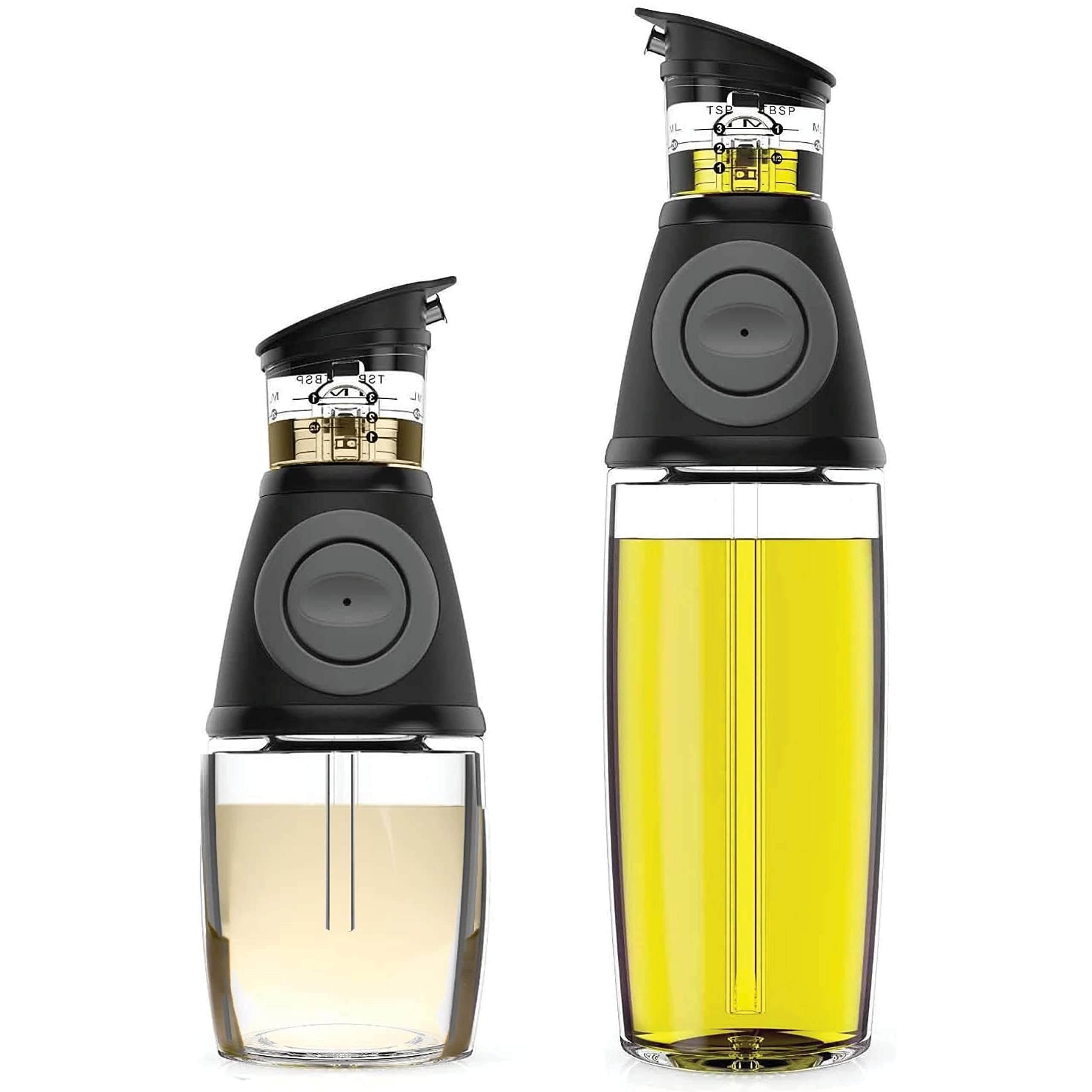 Olive Oil Dispenser Bottle with Pump - Oil Dispenser for Kitchen, Glass Oil and Vinegar Dispenser Set, Measured Cruet for Cookin