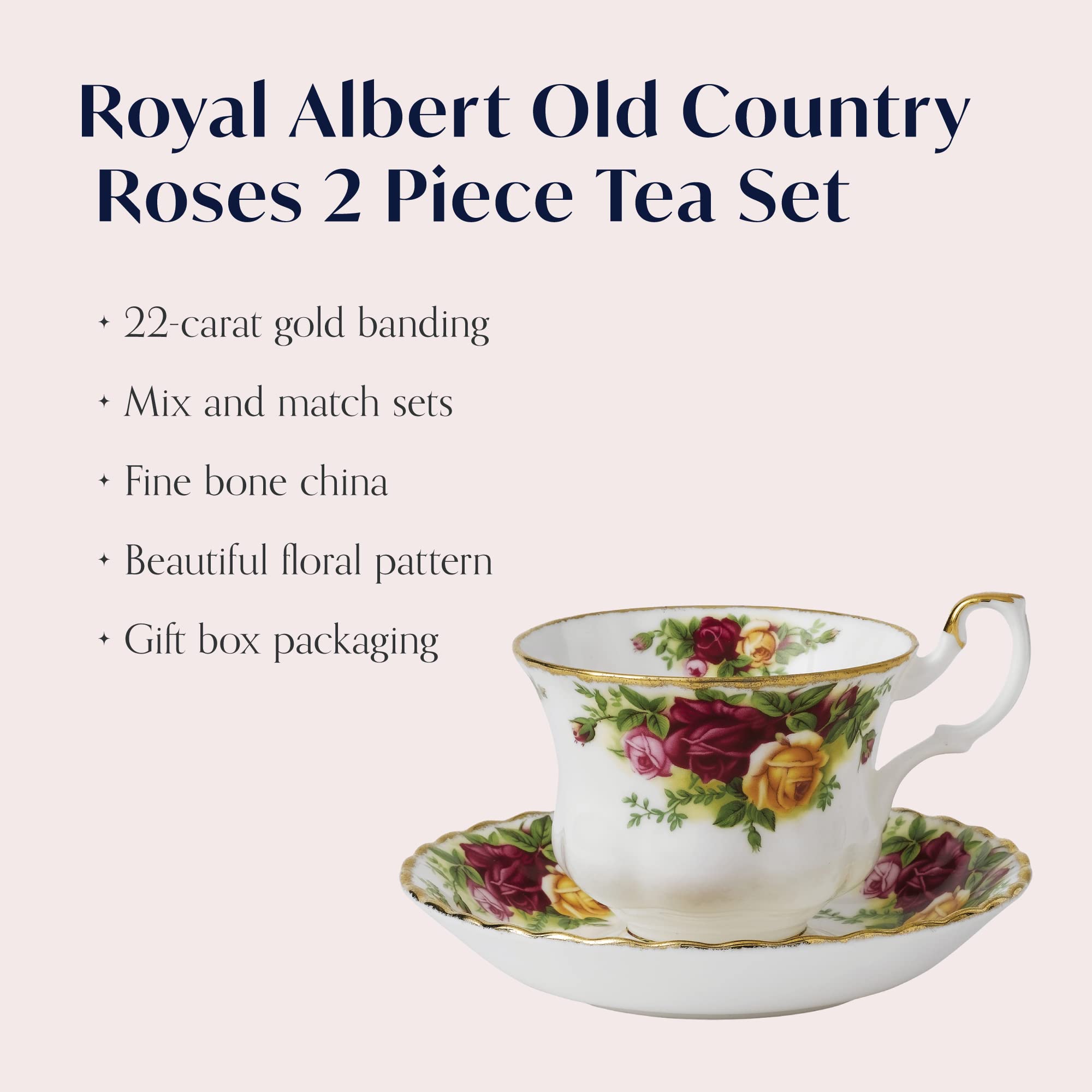 Royal Albert Old Country Roses Teacup & Saucer Set  6.5 oz  Multi