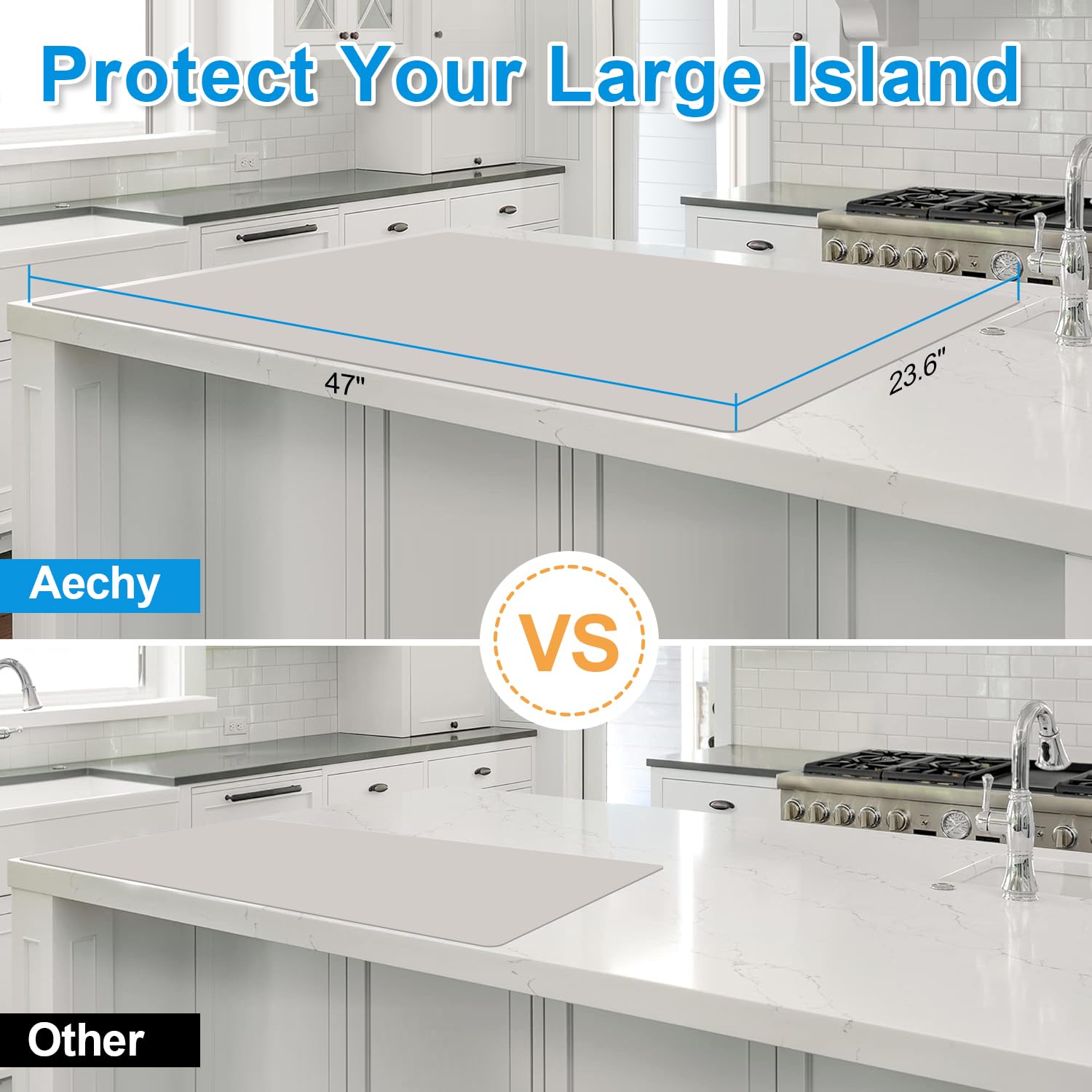 Aechy Silicone Mats For Kitchen Counter 47''X23.6''X0.08   , Largest Heat Resistant Mat Shipped Rolled Up Kitchen Island Silicon