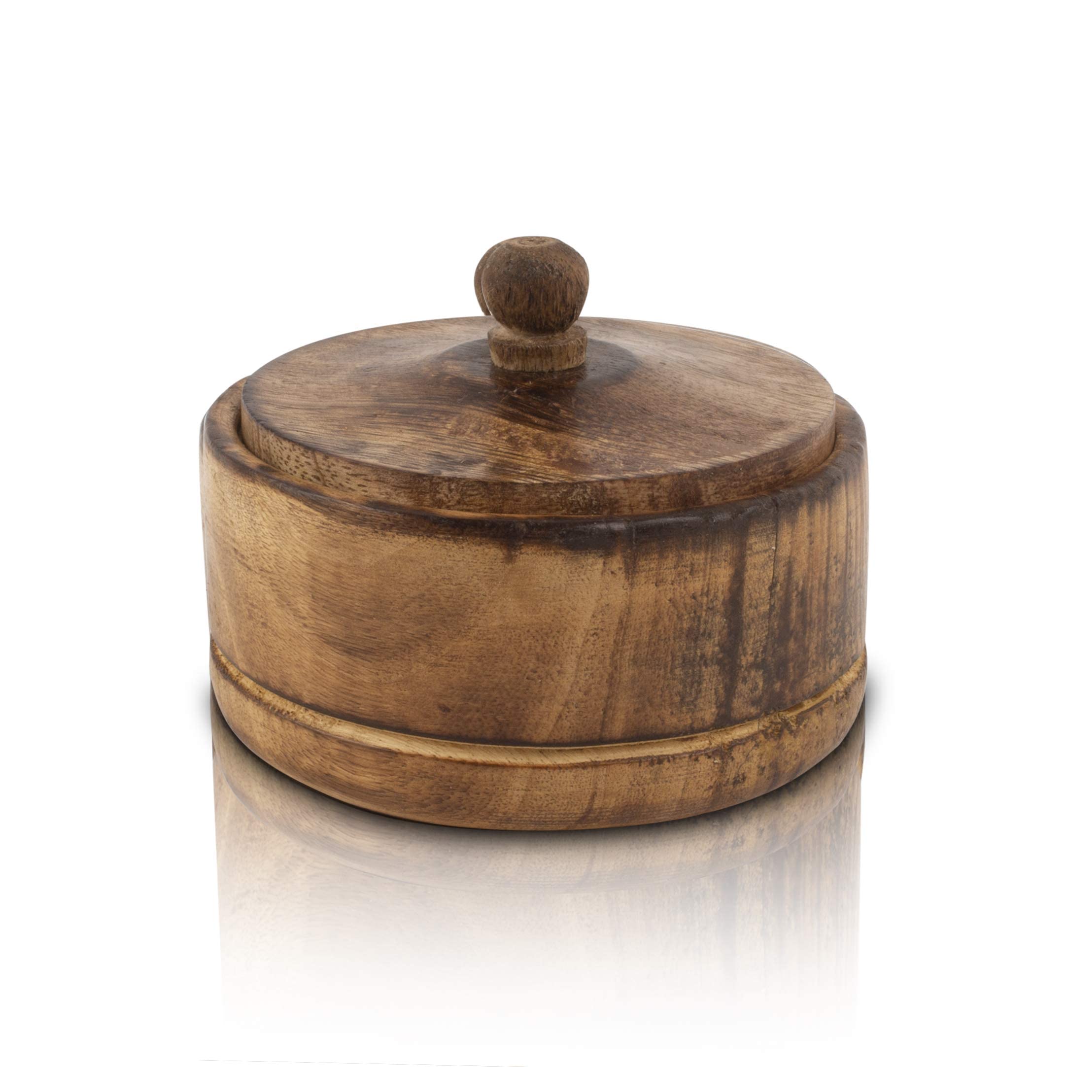 Decorative Rustic Wooden Sugar Bowl With Lid Wide Mouth Candy Treat Jar Spice Jar Holder Condiment Nuts Serving Bowl Pot Salt Sp
