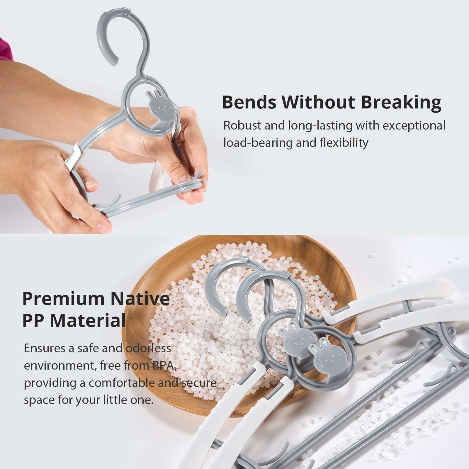 Baby Hangers, 60Pcs Kids Hangers, Extendable & Stackable Baby Hangers, Grey Toddler Hangers For Baby Toddler Children Kids Teen,