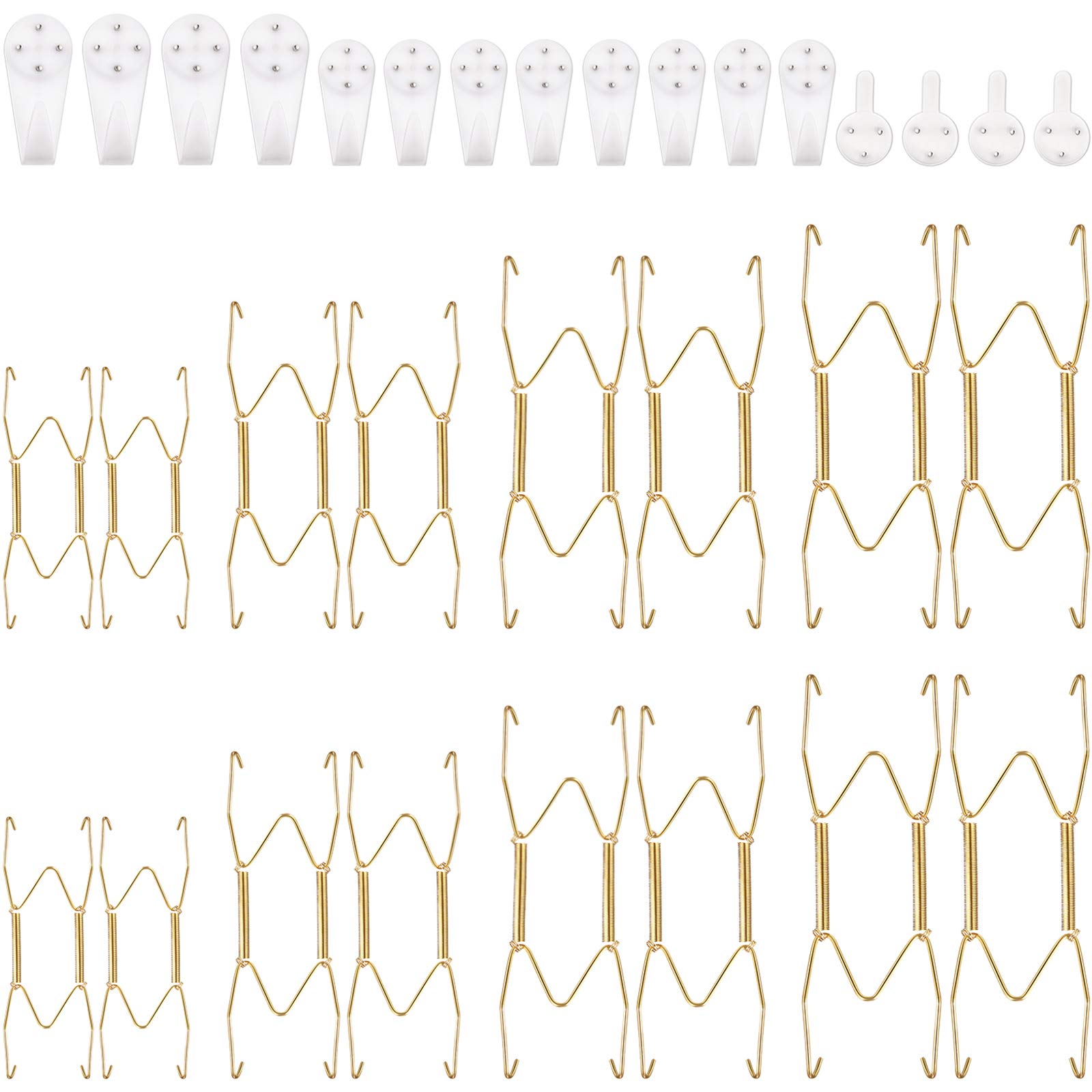 Hotop 16 Pack Plate Hanger For Wall, 6/ 8/ 10/ 12 Inch Wall Plate Hangers With 16 Pieces Wall Hooks Stainless Steel Wire Plate H