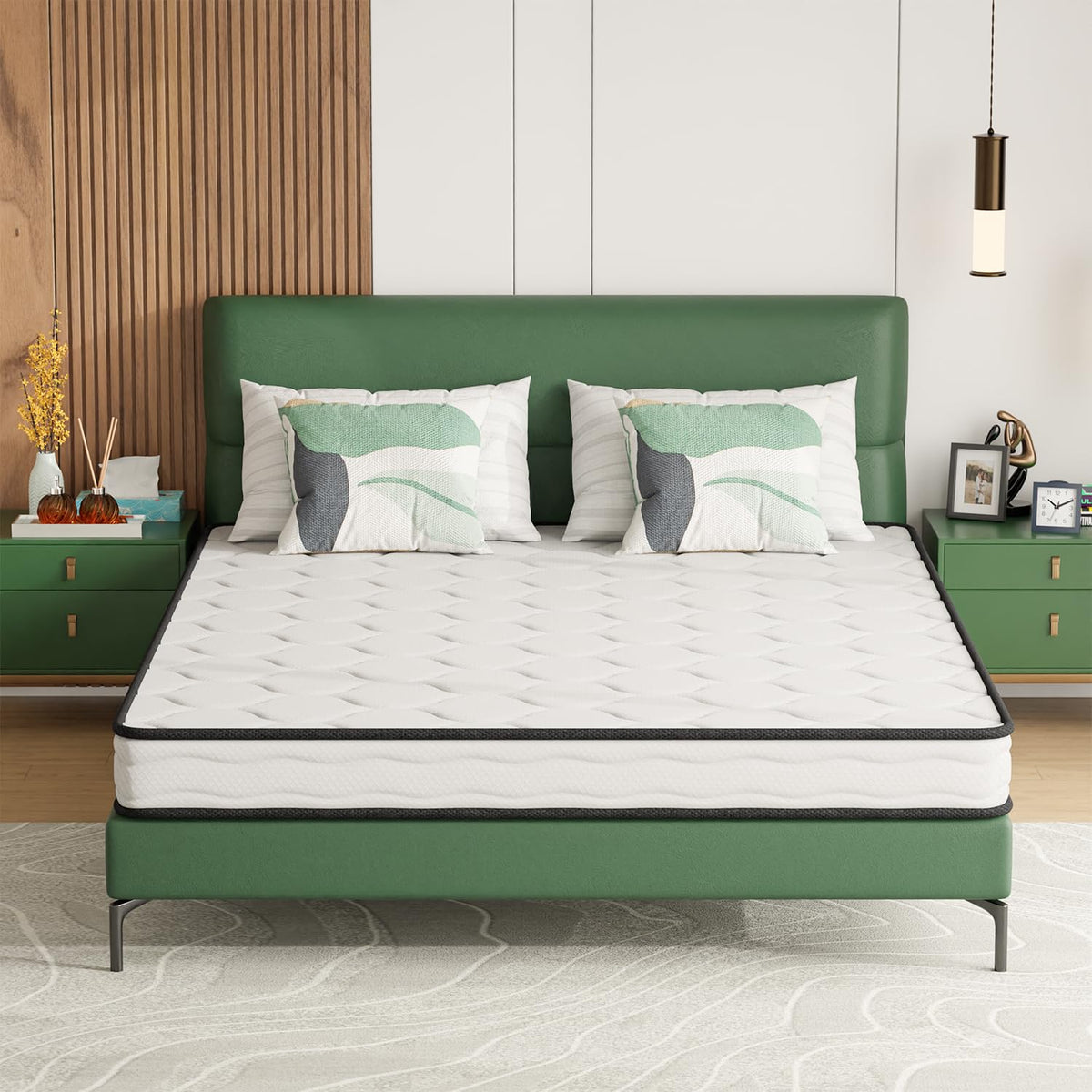Paylesshere 6 Inch Hybrid Mattress With Innerspring And Foam/Fiberglass Free/Medium Firm Spring Mattress/Queen Size Mattress In