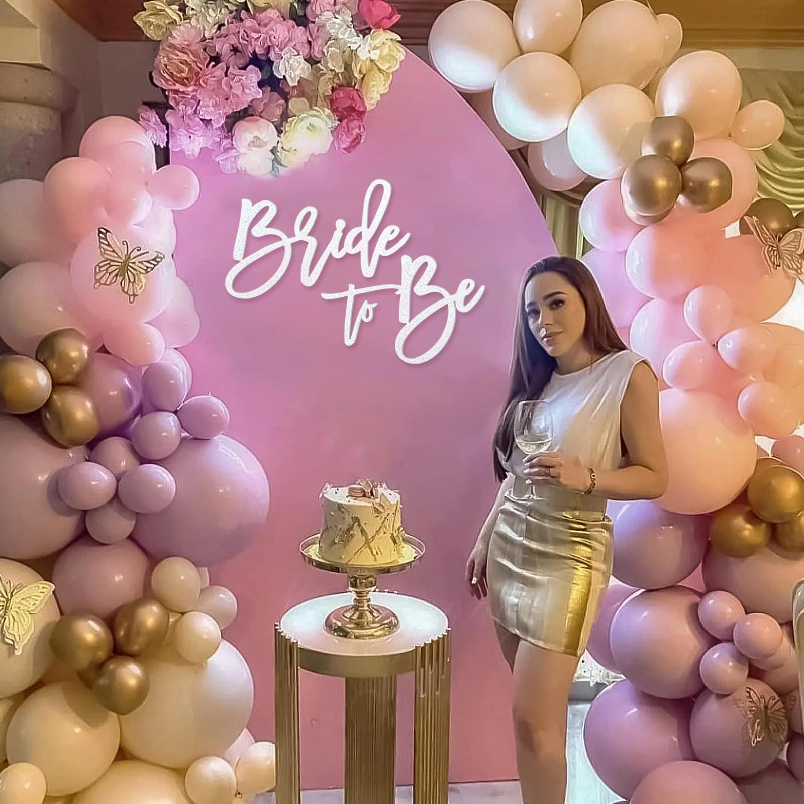MASTRON Bride to Be Sign - Glitter White Felt Letters Bridal Shower Sign for Backdrop Bride to Be Sign Letters for Balloon Arch