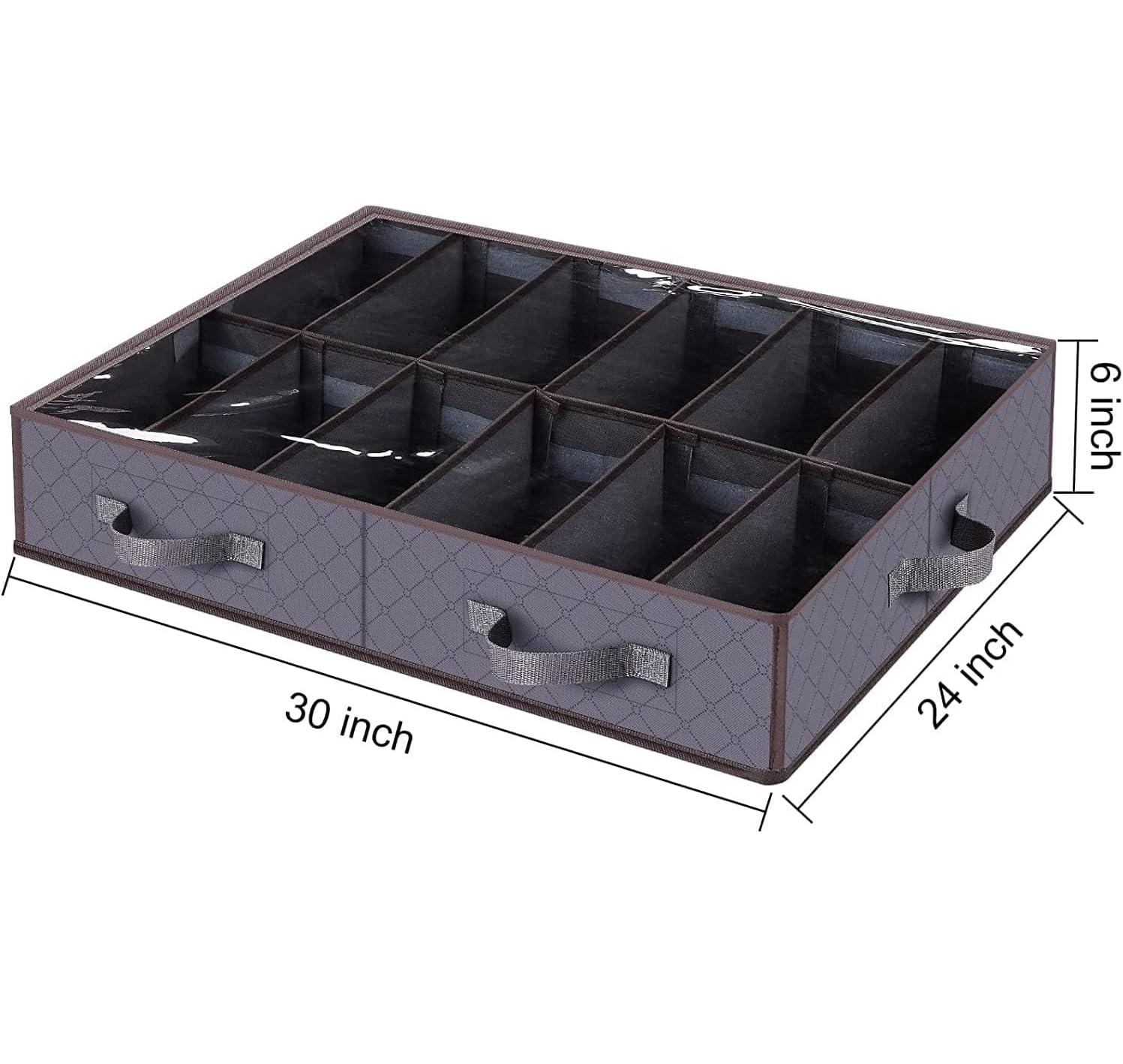 Anyoneer Under Bed Shoe Storage Organizer, Set of 2, Sturdy Structure, Adjustable Dividers, Reinforced Handle, Sturdy Zipper, Un